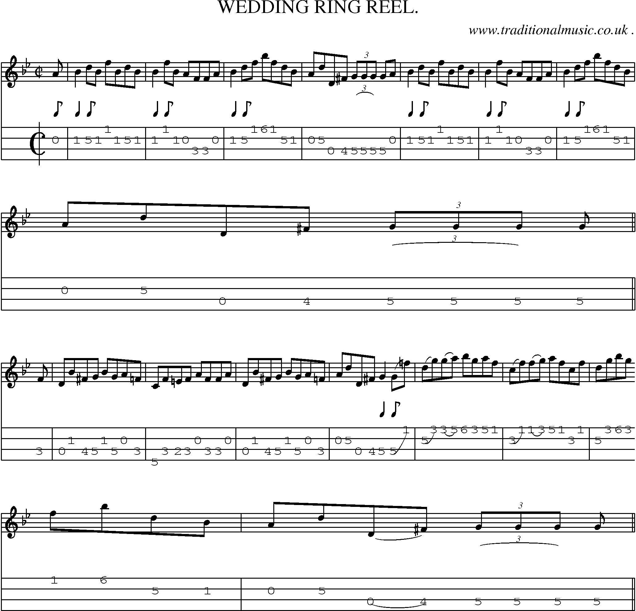 Sheet-Music and Mandolin Tabs for Wedding Ring Reel