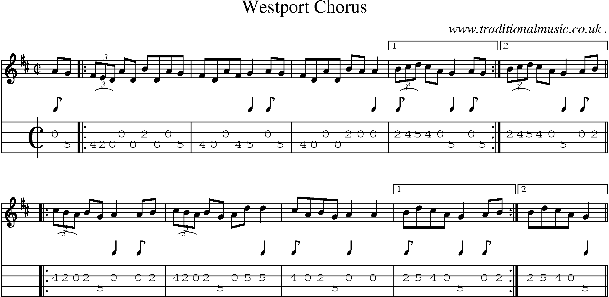 Sheet-Music and Mandolin Tabs for Westport Chorus