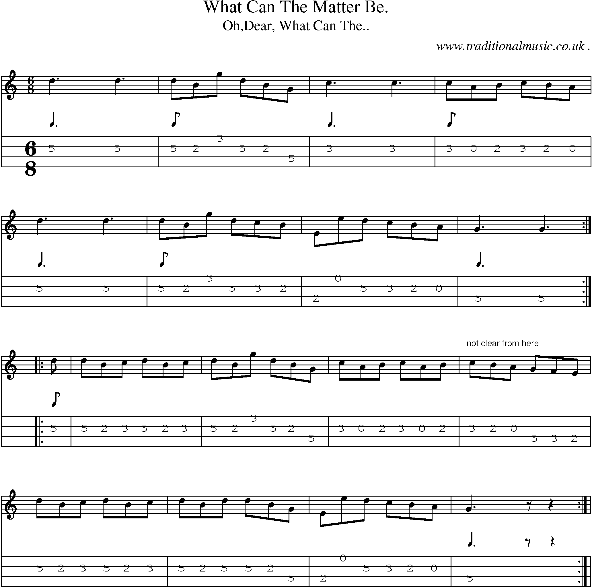 Sheet-Music and Mandolin Tabs for What Can The Matter Be
