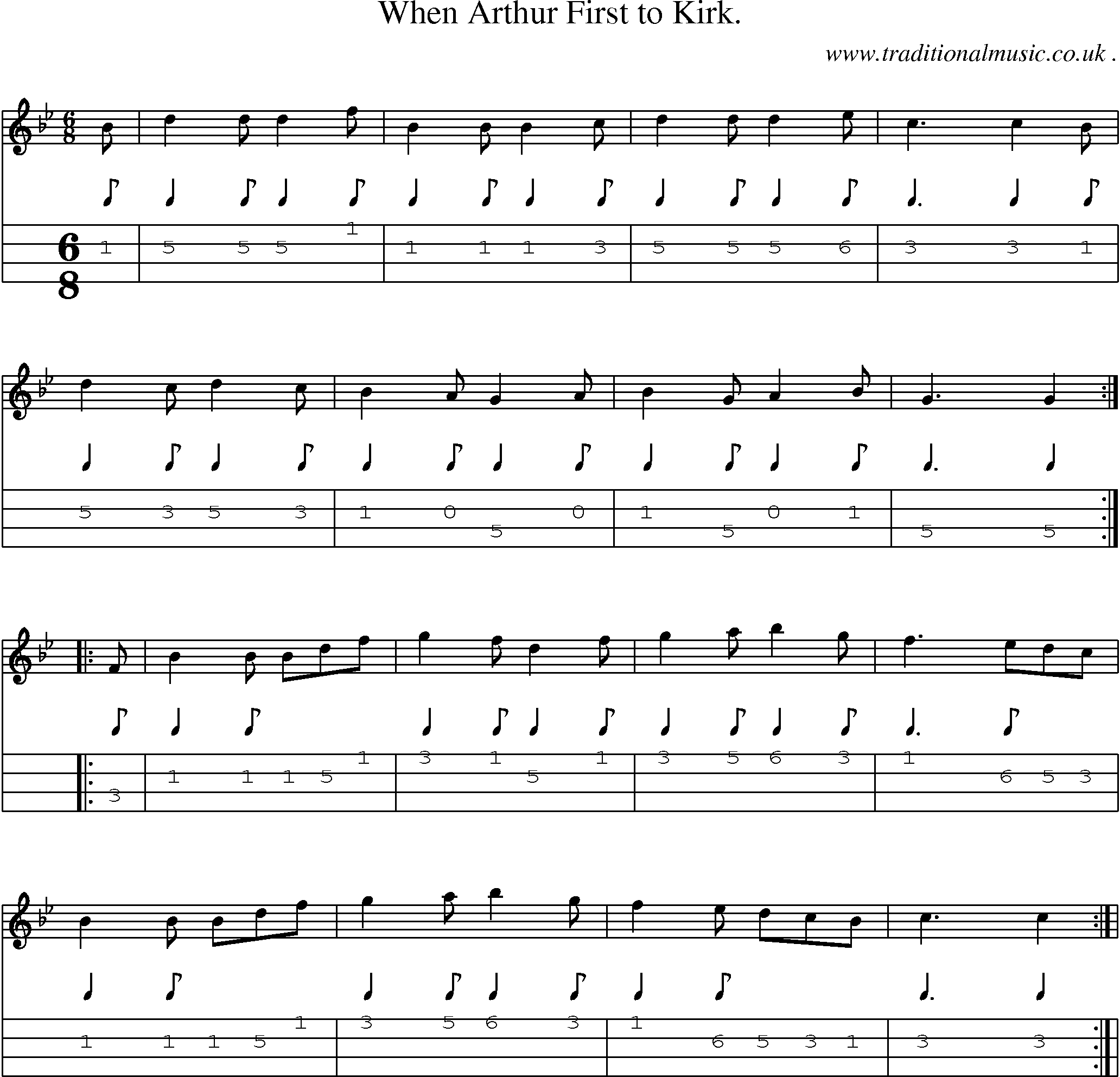 Sheet-Music and Mandolin Tabs for When Arthur First To Kirk
