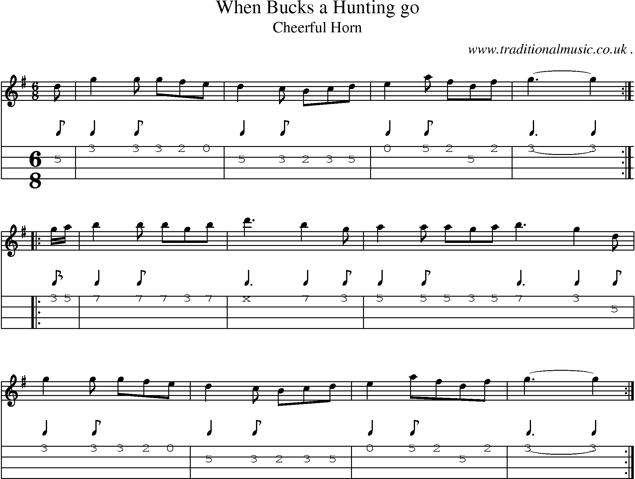 Sheet-Music and Mandolin Tabs for When Bucks A Hunting Go