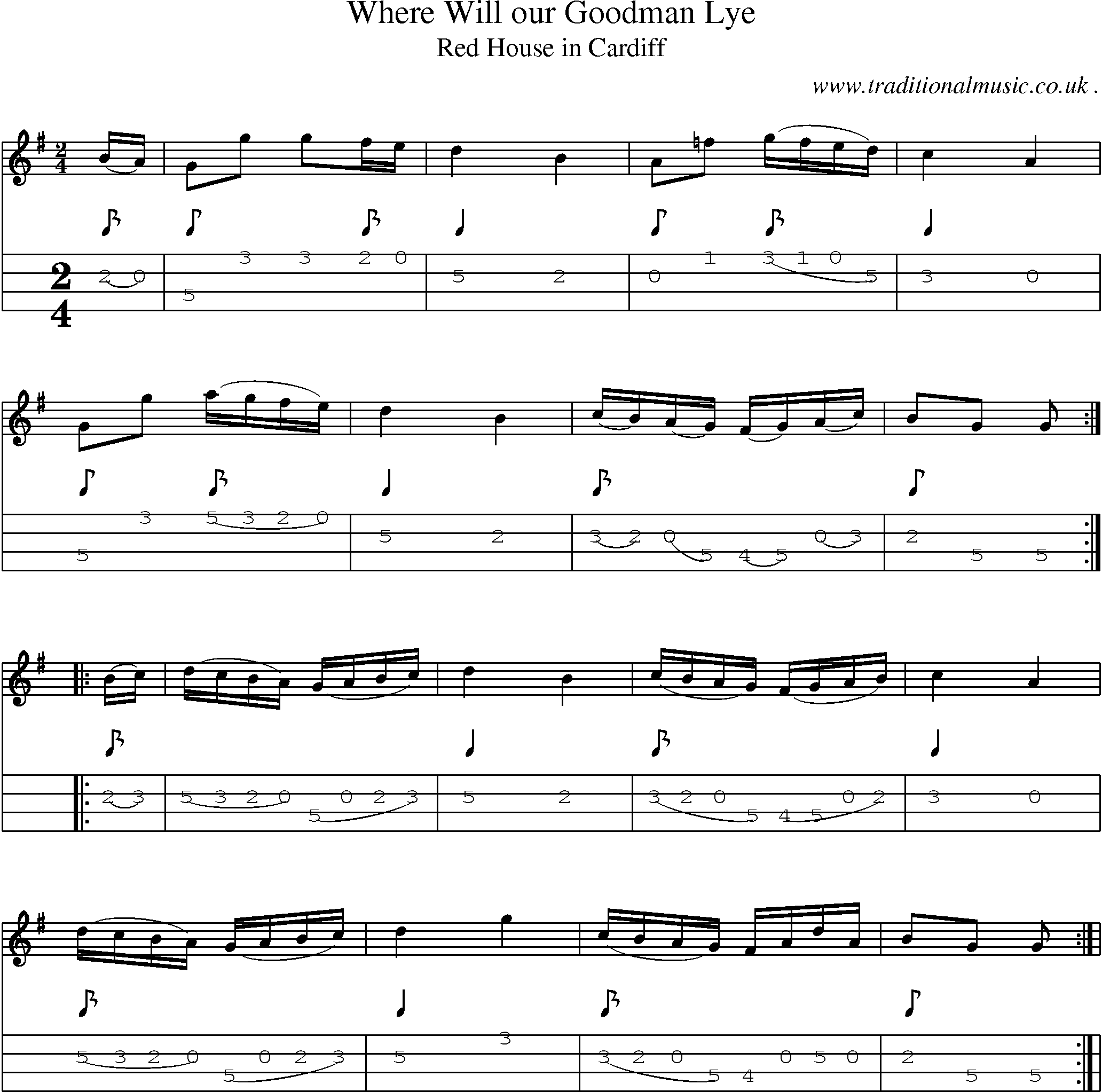 Sheet-Music and Mandolin Tabs for Where Will Our Goodman Lye
