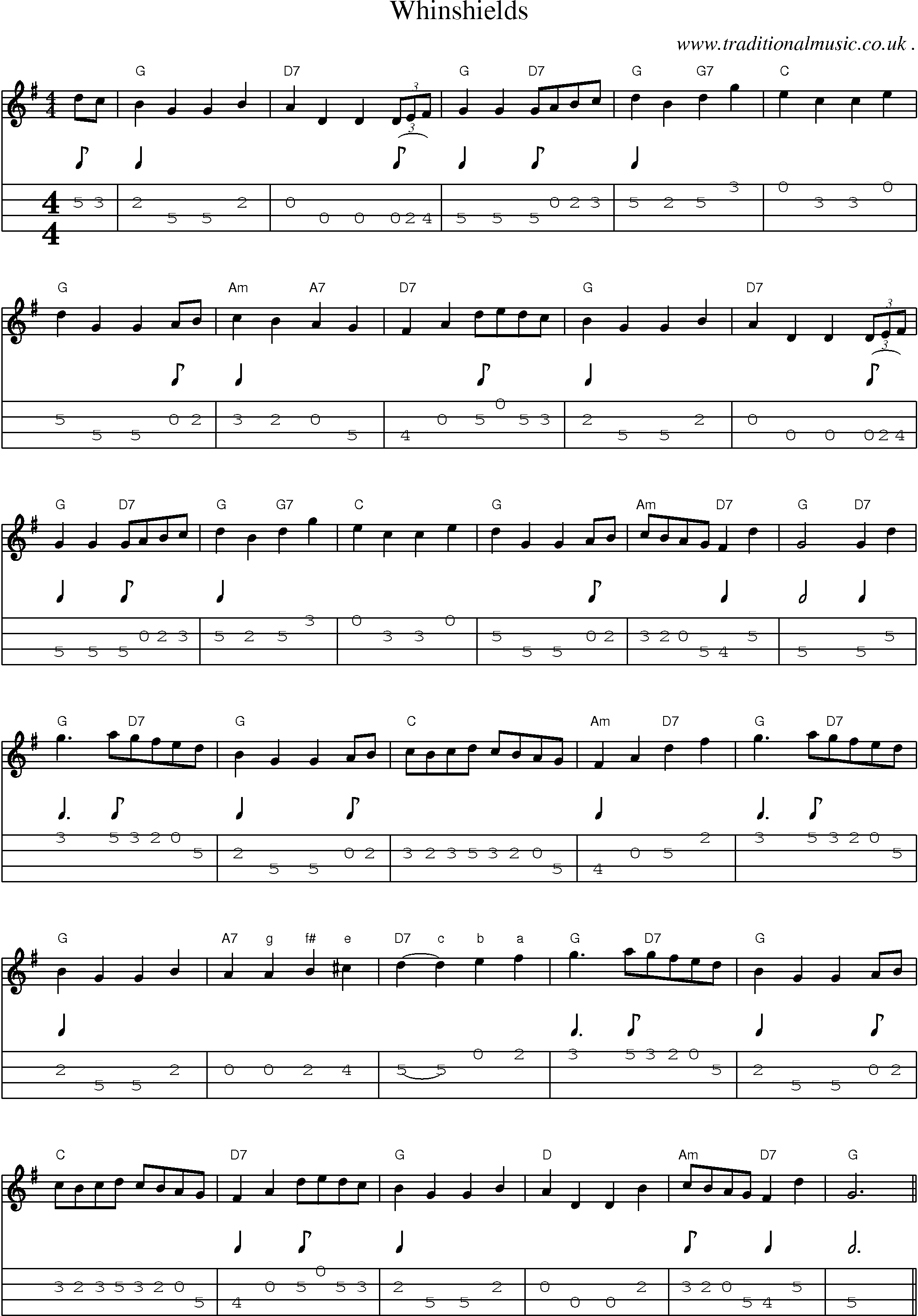 Sheet-Music and Mandolin Tabs for Whinshields