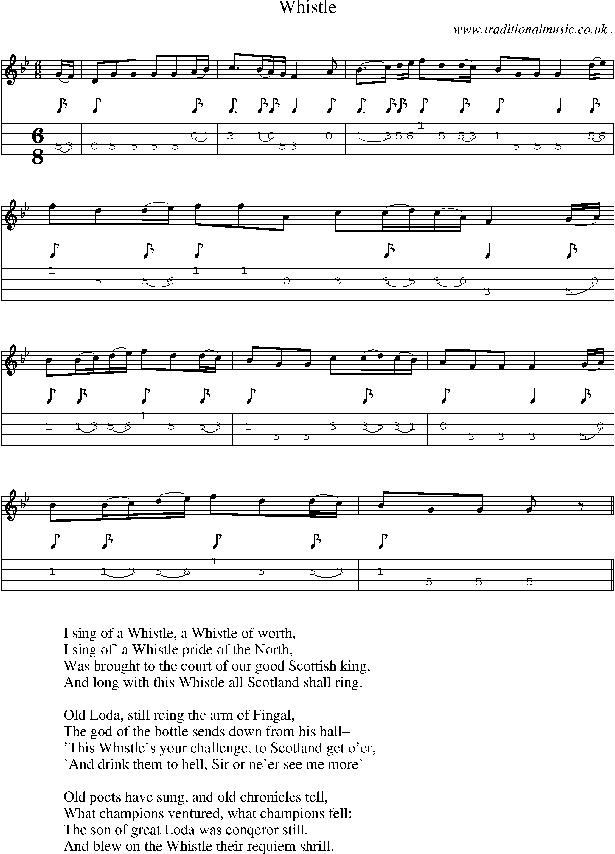 Sheet-Music and Mandolin Tabs for Whistle