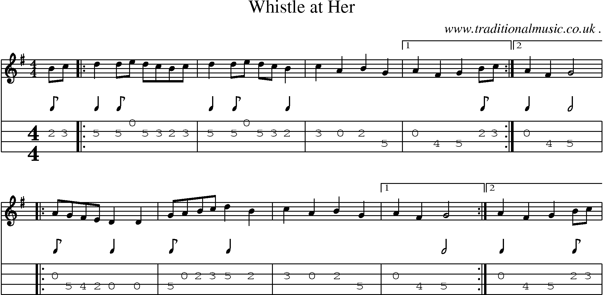 Sheet-Music and Mandolin Tabs for Whistle At Her