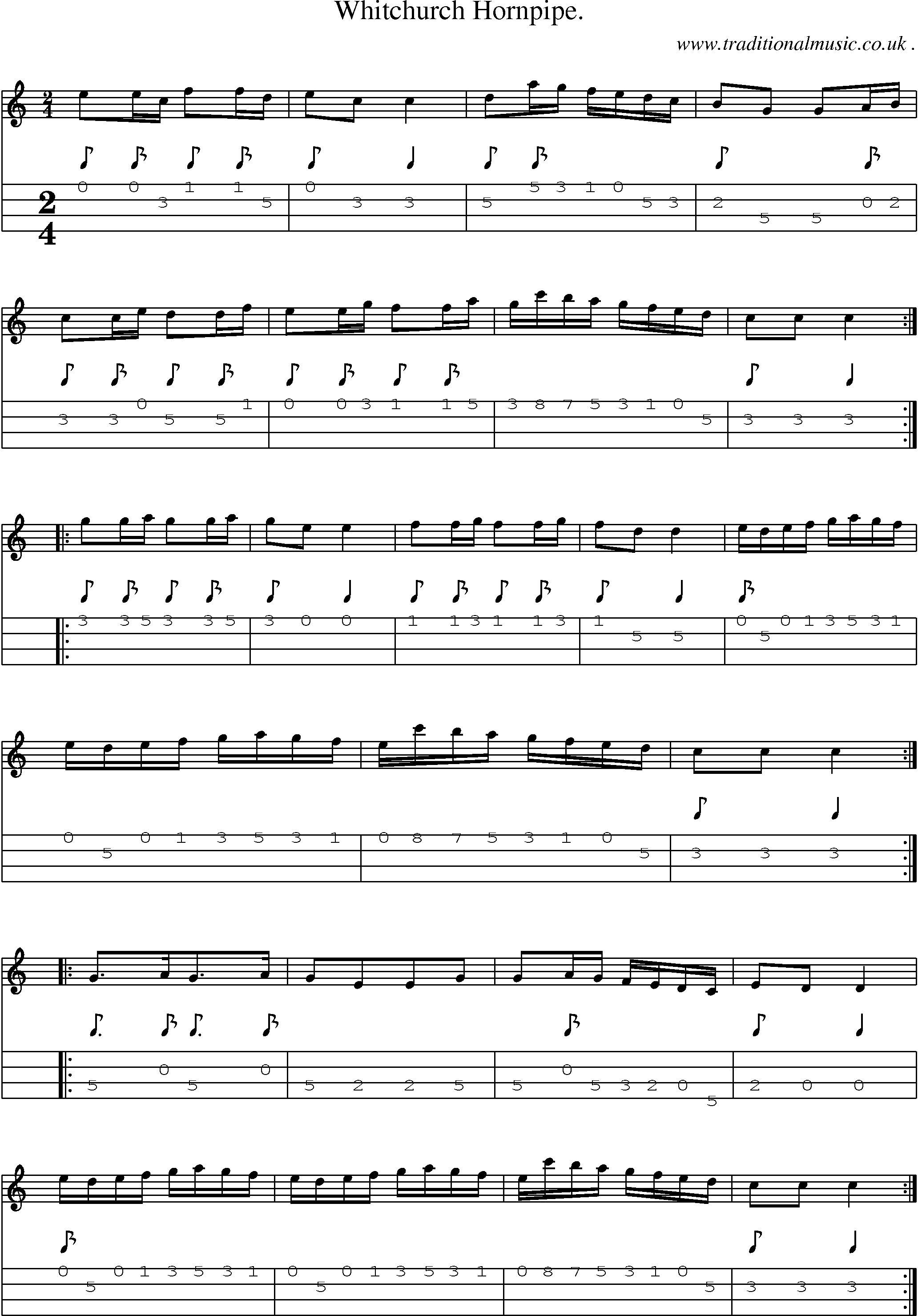Sheet-Music and Mandolin Tabs for Whitchurch Hornpipe