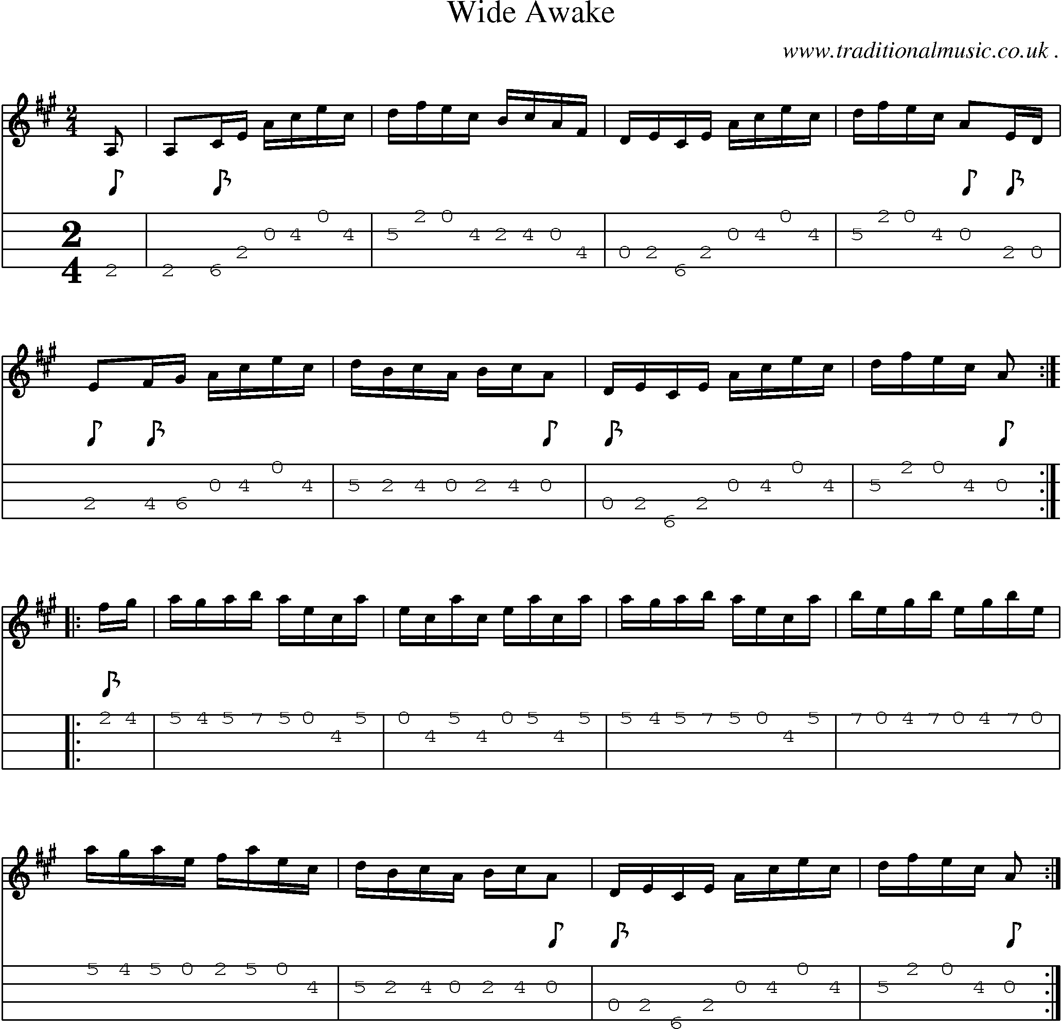 Sheet-Music and Mandolin Tabs for Wide Awake