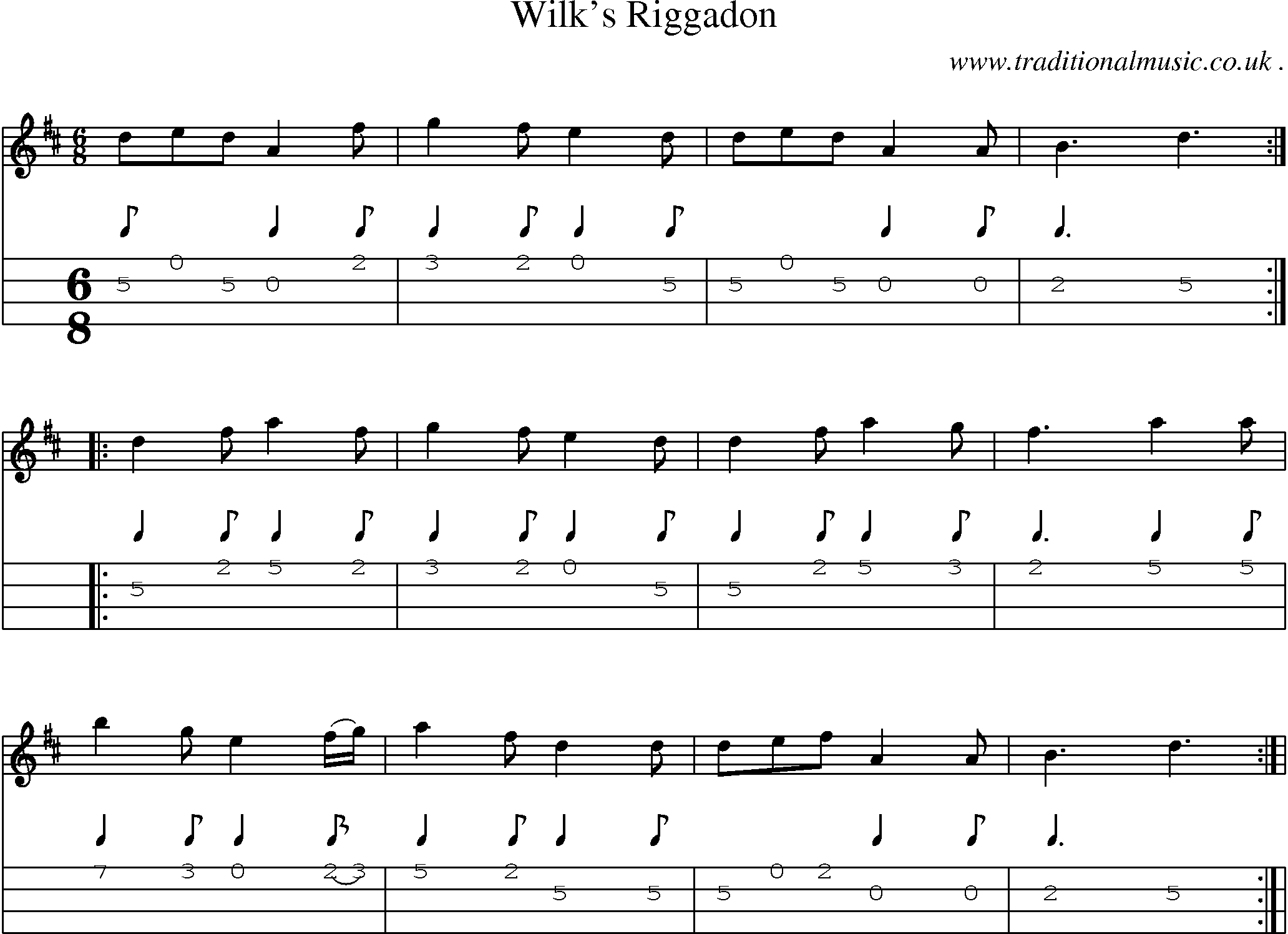Sheet-Music and Mandolin Tabs for Wilks Riggadon