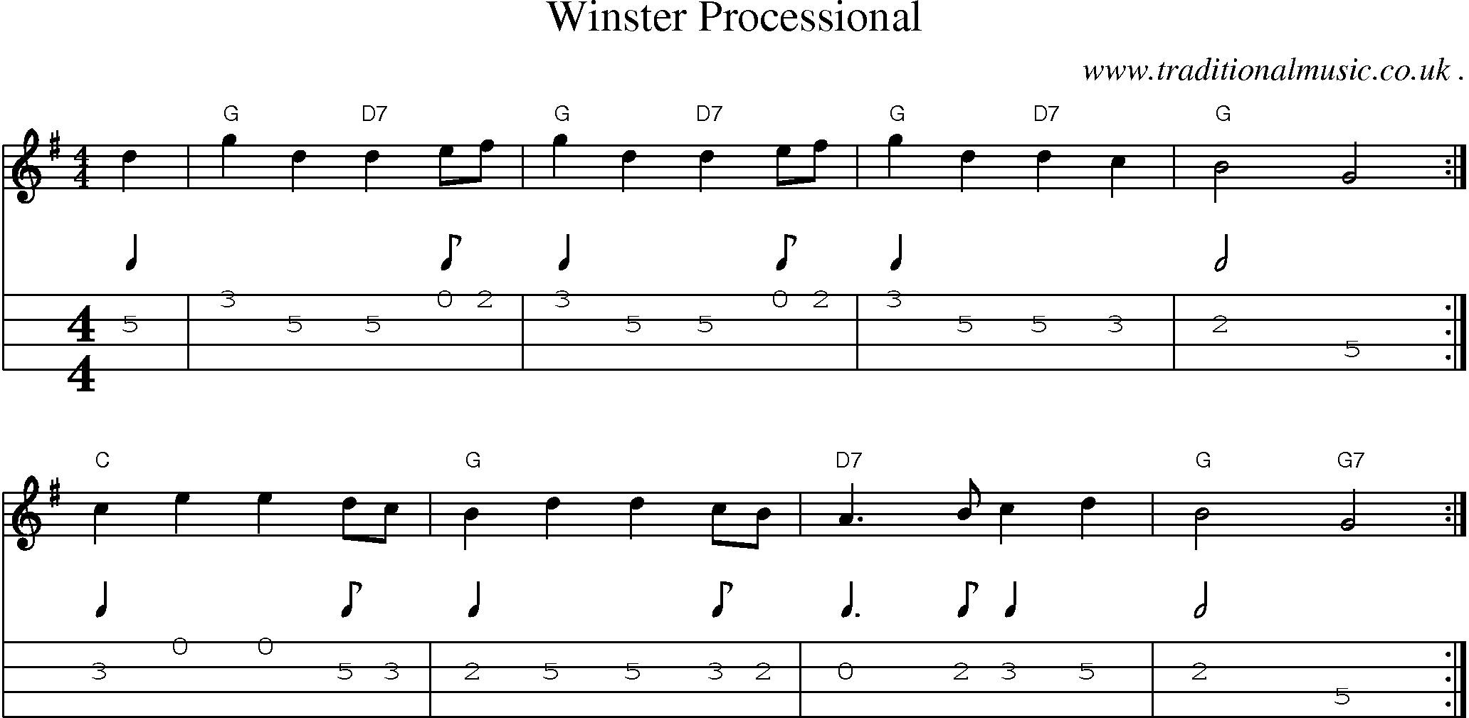 Sheet-Music and Mandolin Tabs for Winster Processional