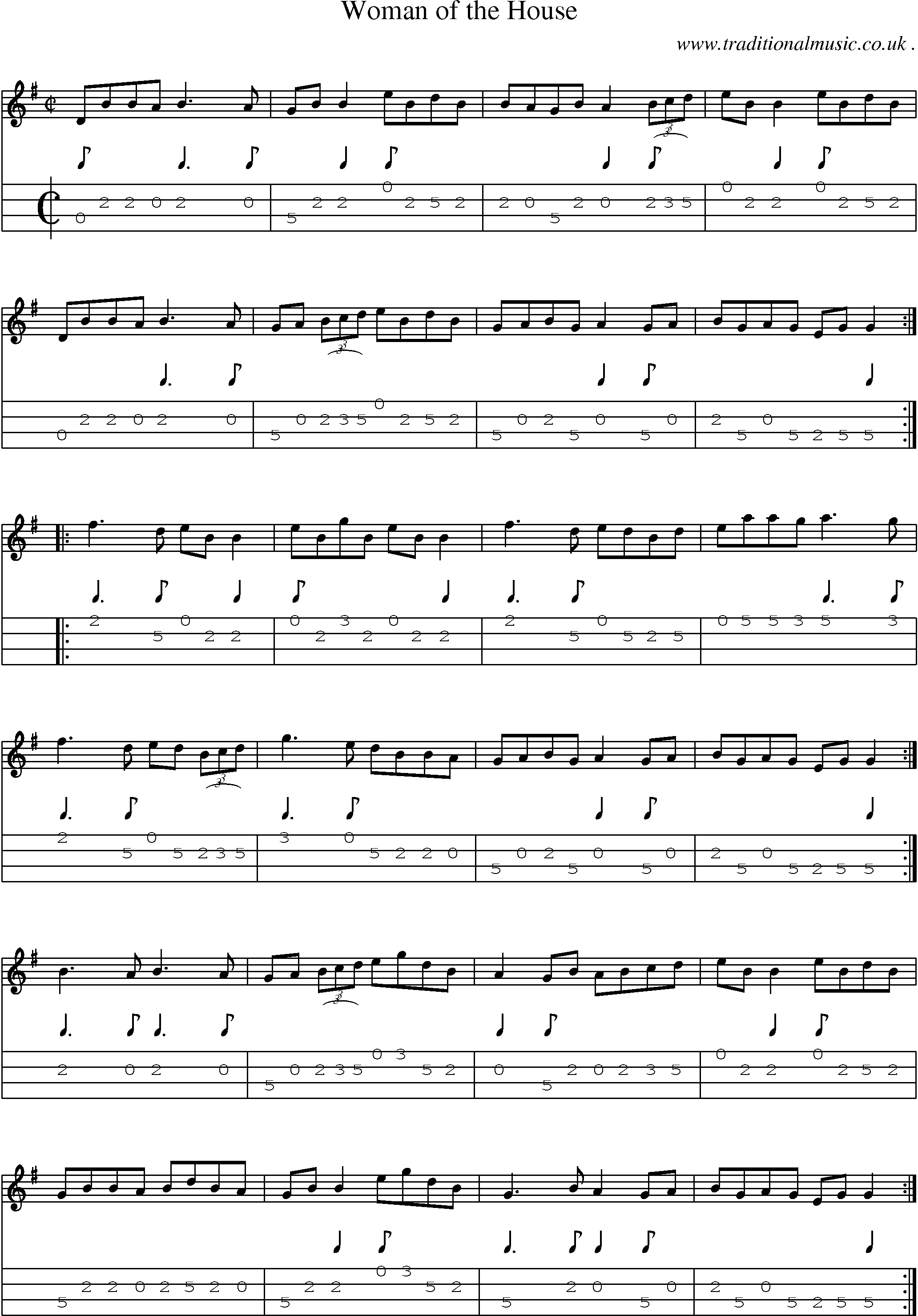 Sheet-Music and Mandolin Tabs for Woman Of The House