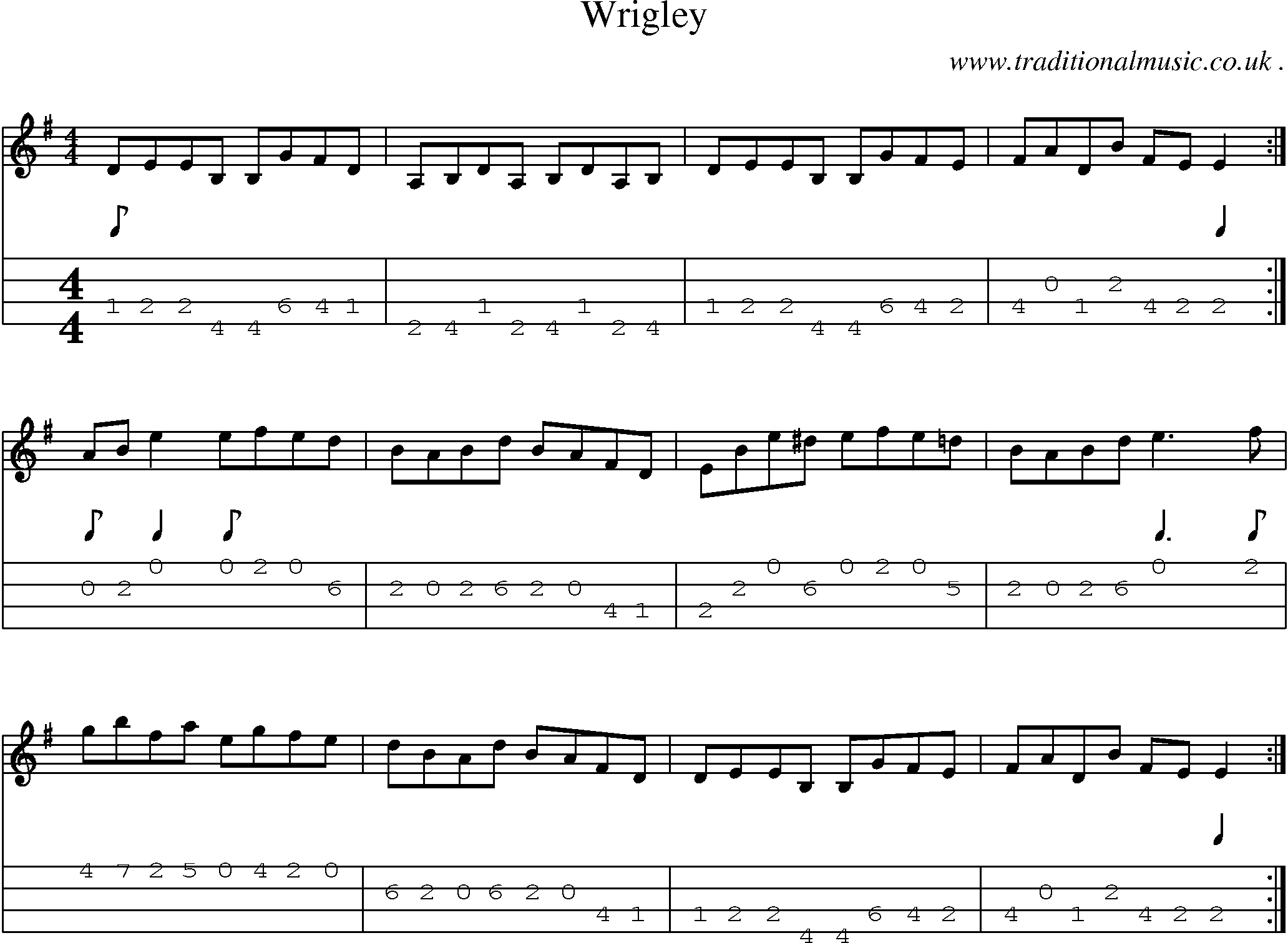 Sheet-Music and Mandolin Tabs for Wrigley