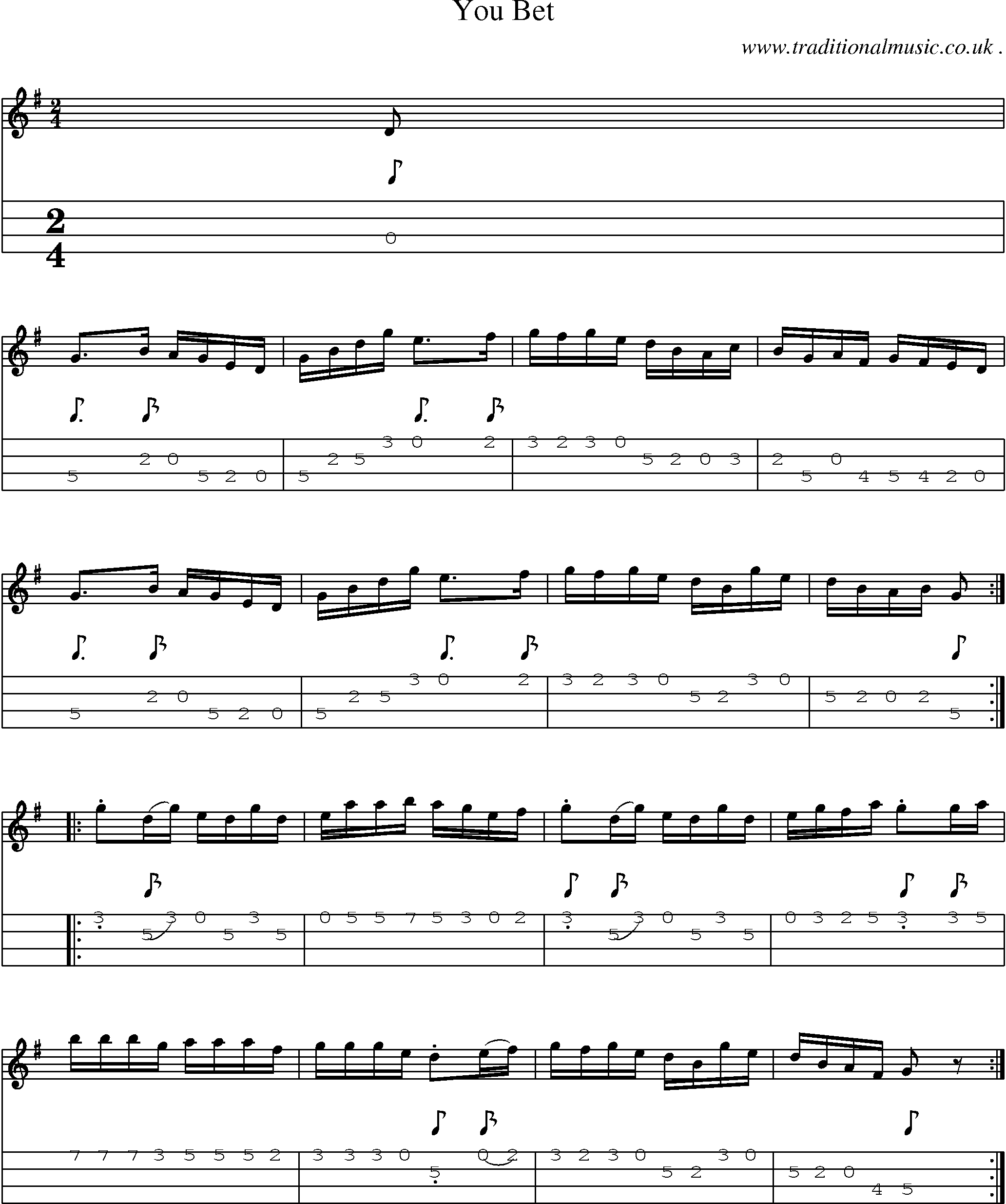 Sheet-Music and Mandolin Tabs for You Bet