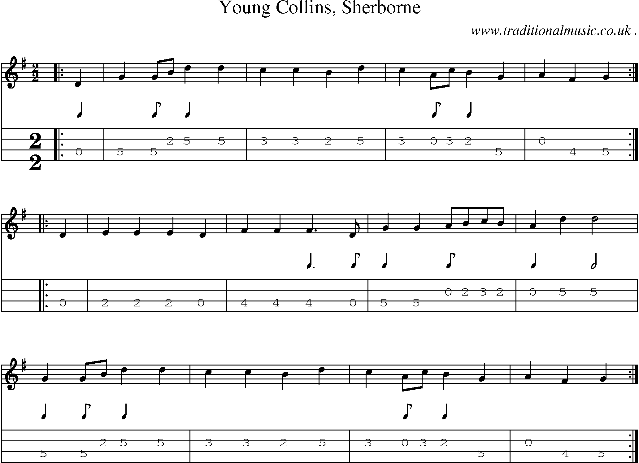 Sheet-Music and Mandolin Tabs for Young Collins Sherborne