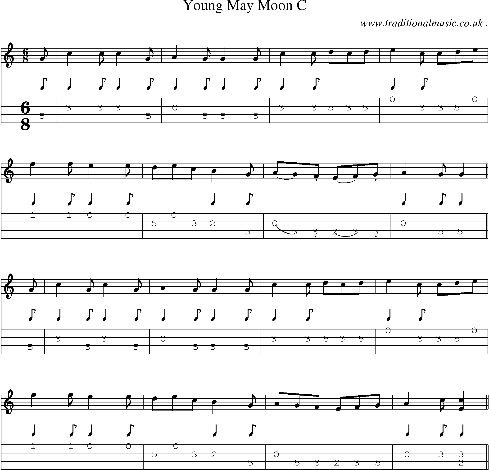 Sheet-Music and Mandolin Tabs for Young May Moon C