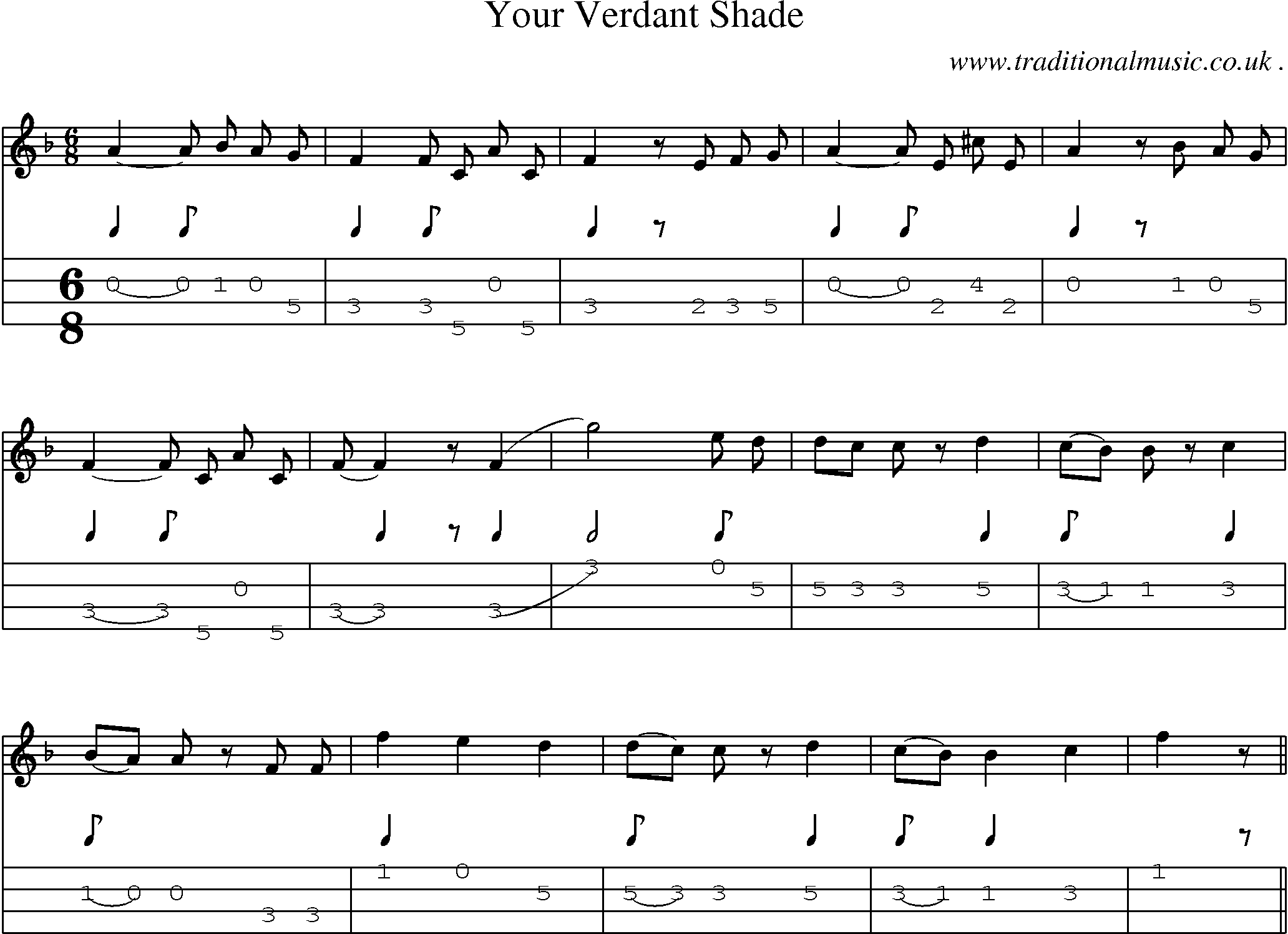 Sheet-Music and Mandolin Tabs for Your Verdant Shade