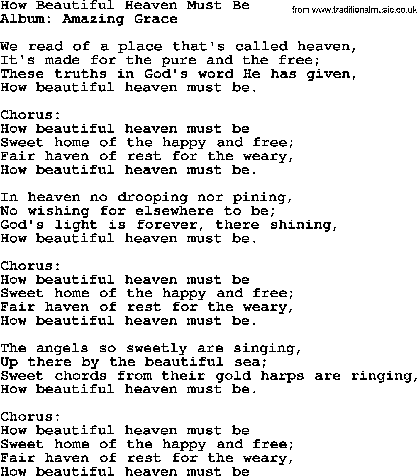 George Jones song: How Beautiful Heaven Must Be, lyrics