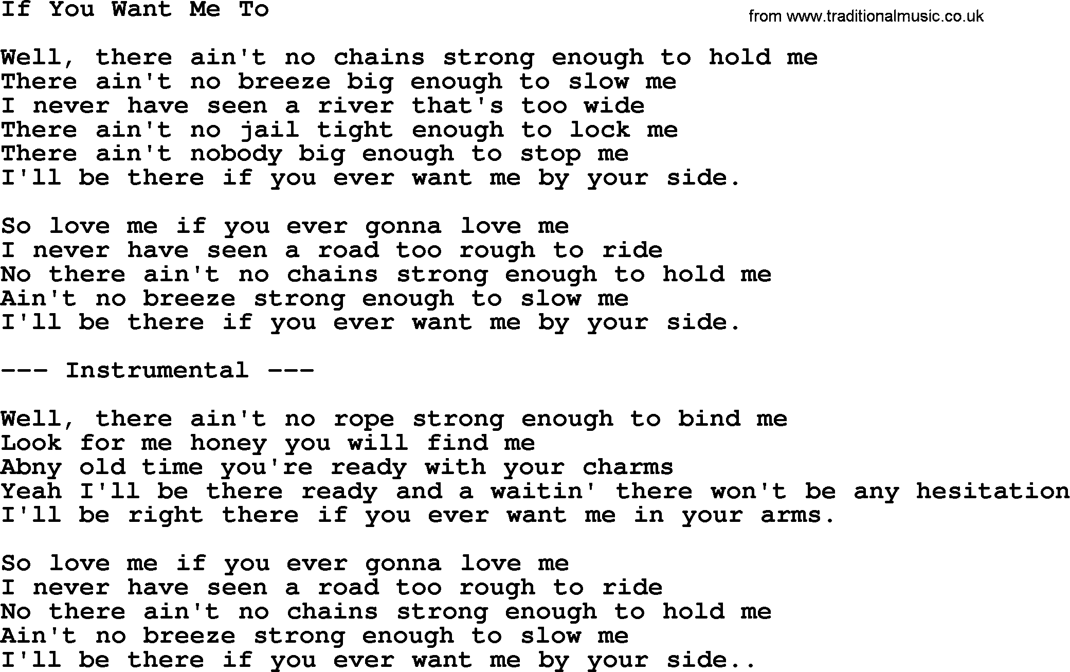 George Jones song: If You Want Me To, lyrics