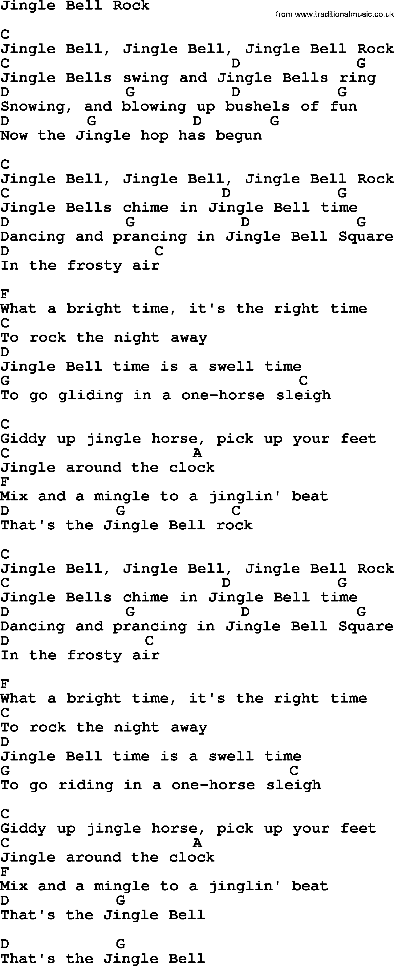 George Strait song: Jingle Bell Rock, lyrics and chords
