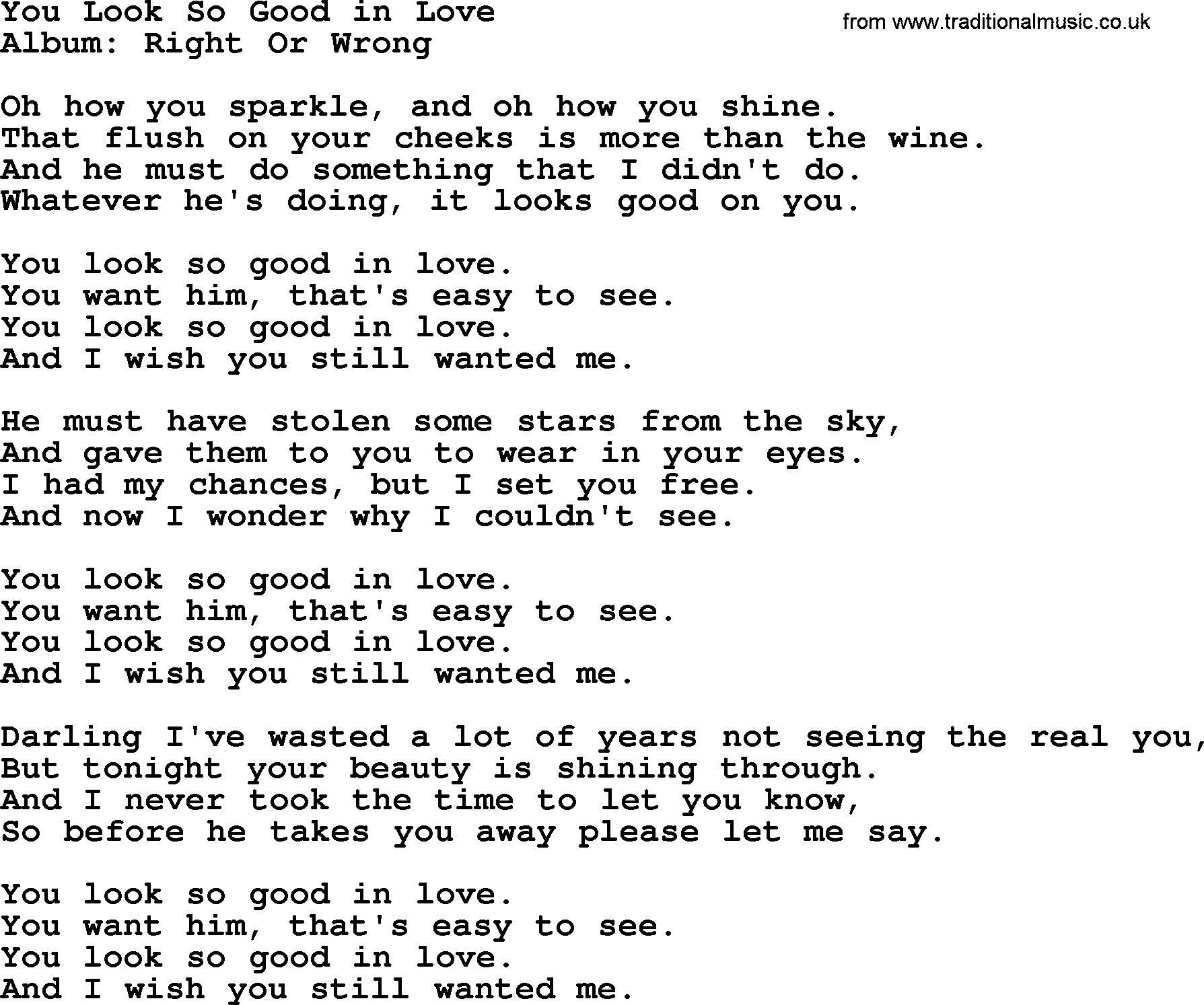 George Strait song: You Look So Good in Love, lyrics