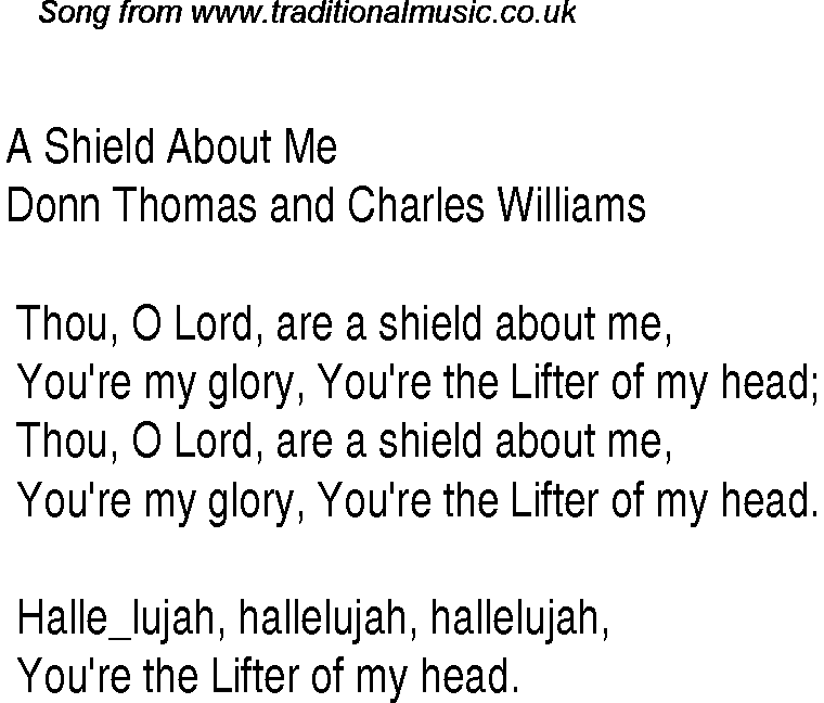 Gospel Song: a-shield-about-me, lyrics and chords.