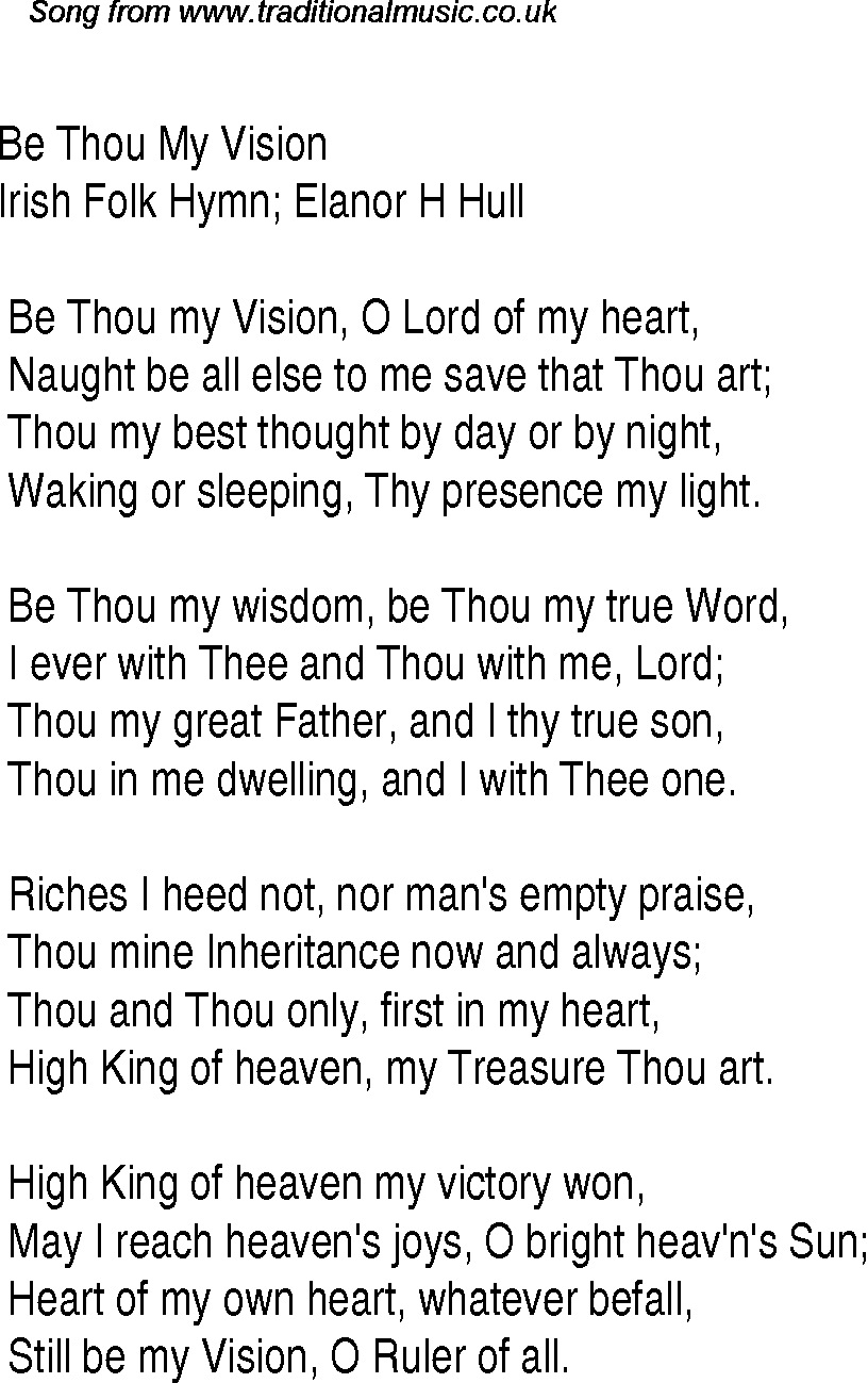 Gospel Song: be-thou-my-vision, lyrics and chords.