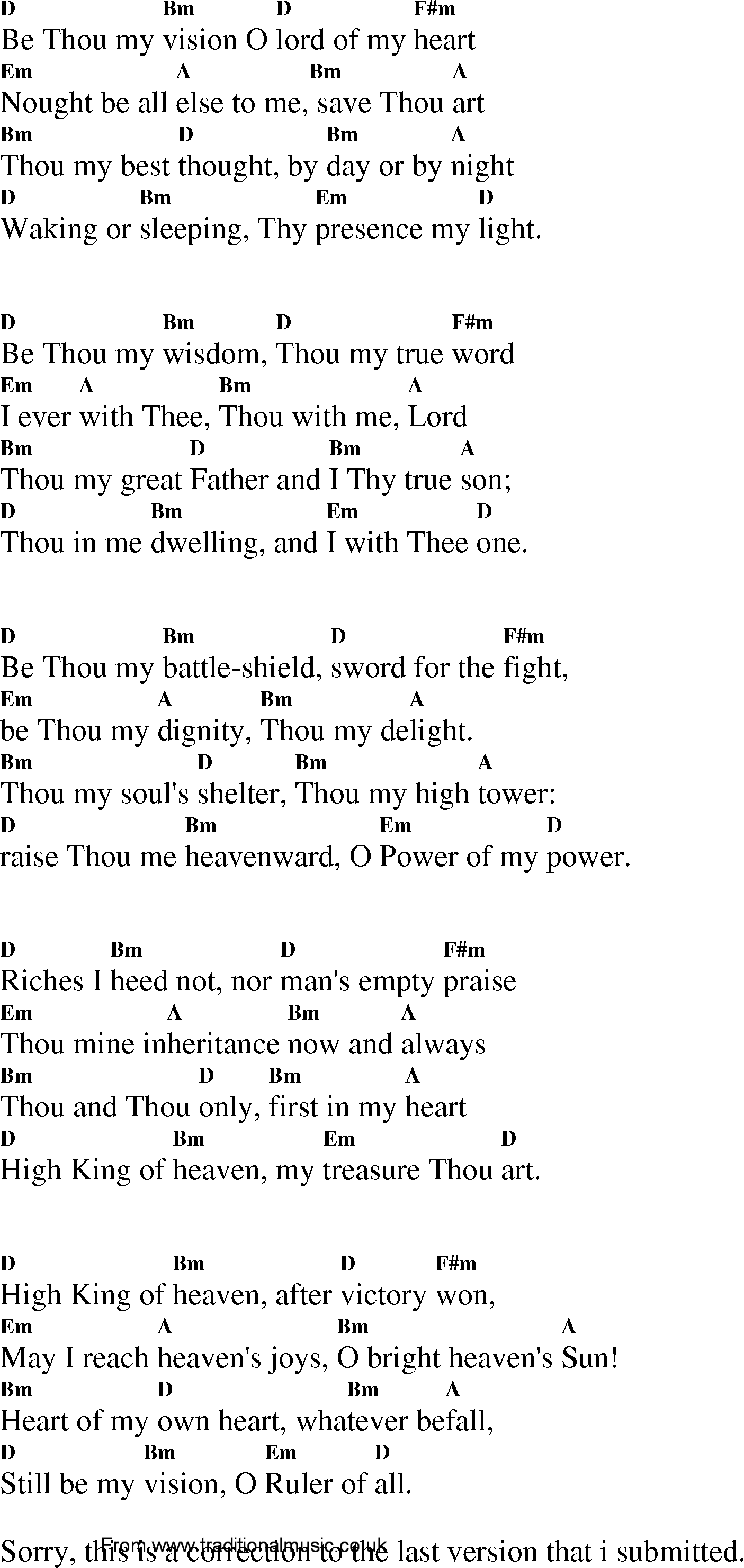 Gospel Song: be_thou_my_vision, lyrics and chords.