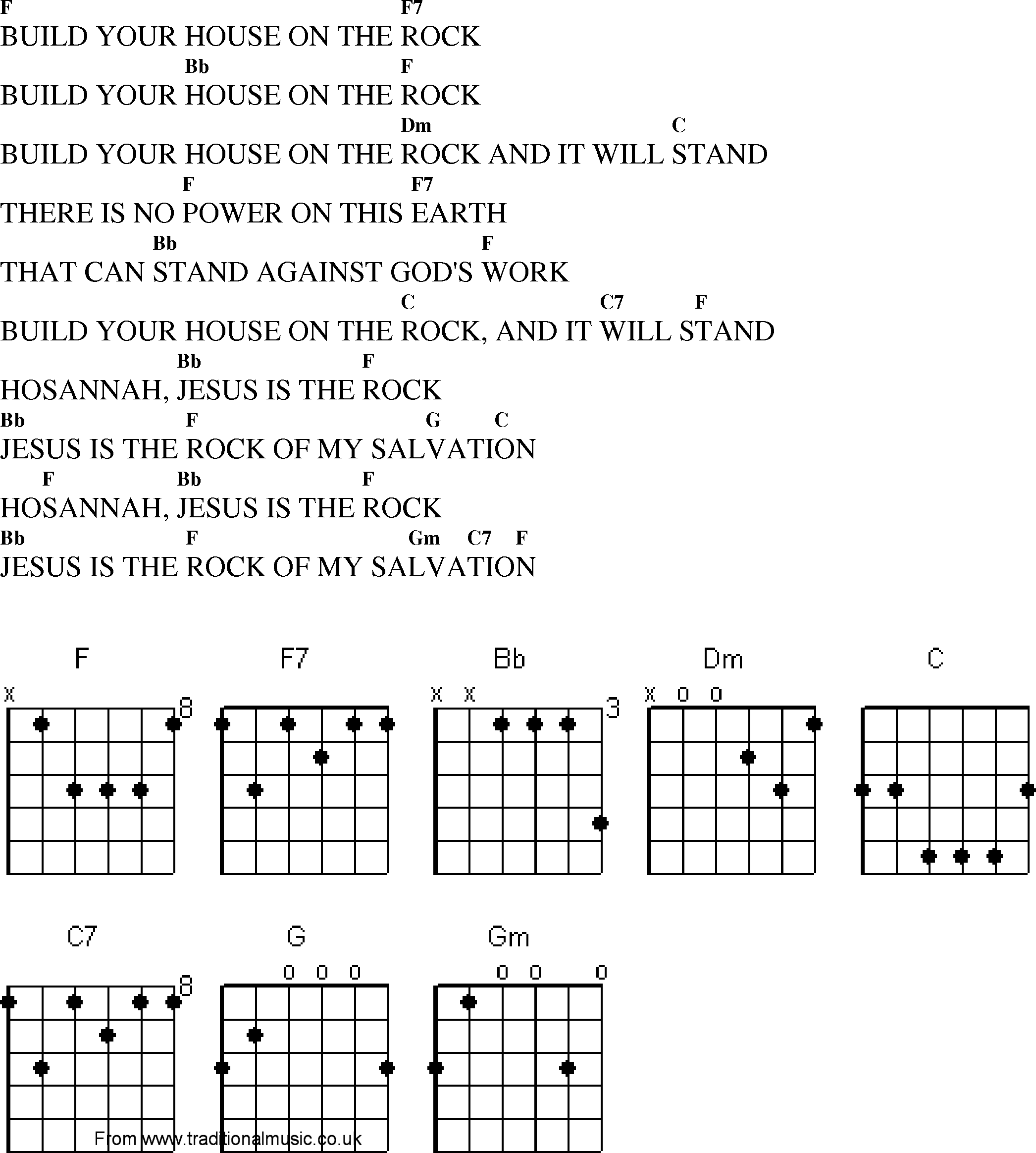 Gospel Song: buil_your_house_on_the_rock, lyrics and chords.