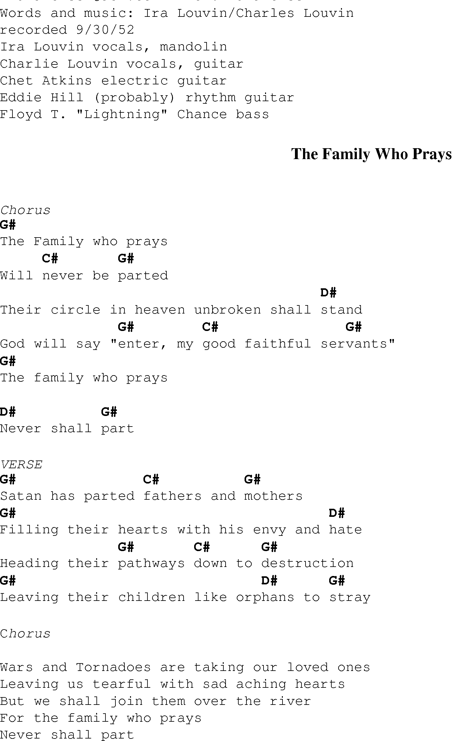Gospel Song: family_who_prays, lyrics and chords.