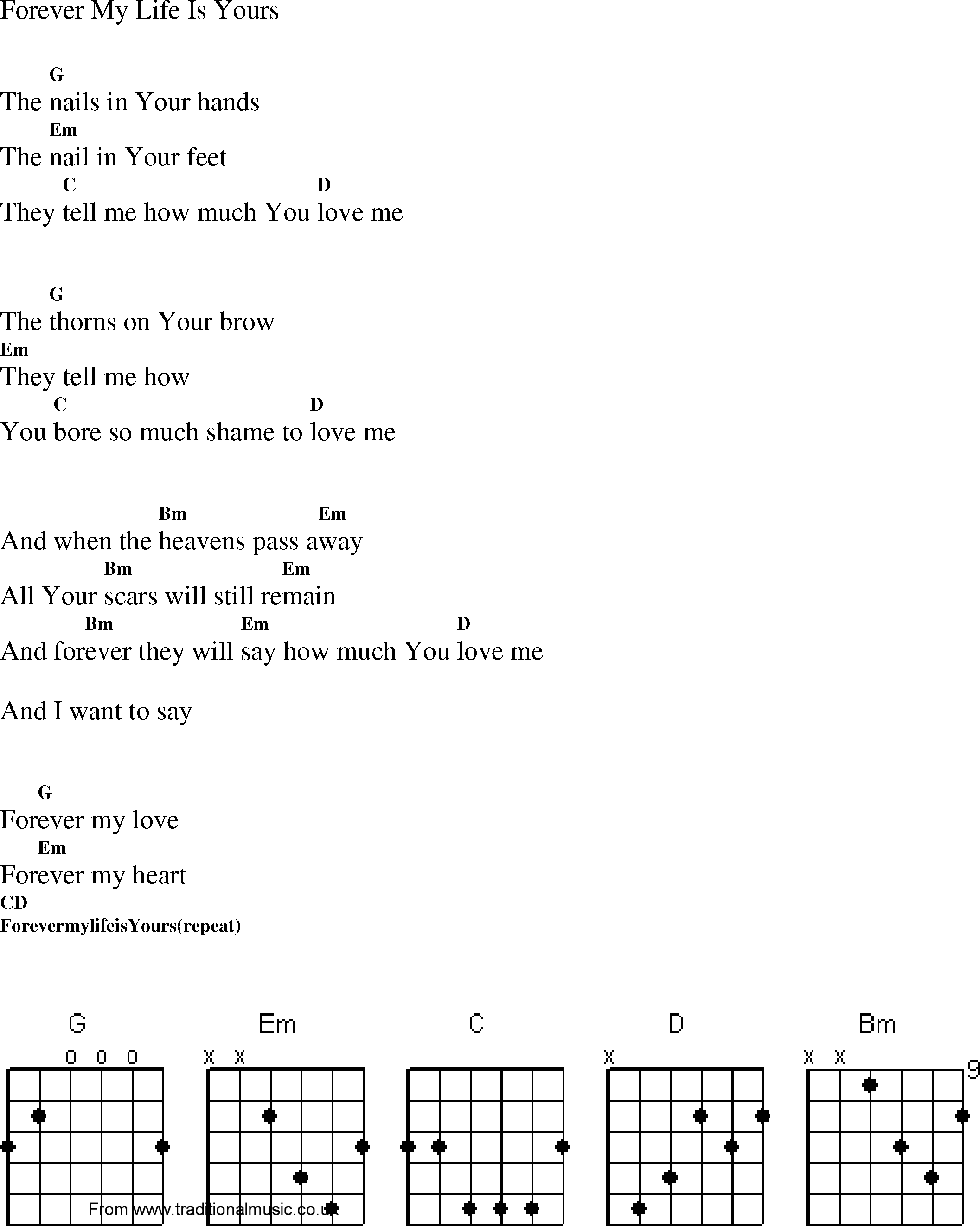 Gospel Song: forever_my_life_is_yours, lyrics and chords.