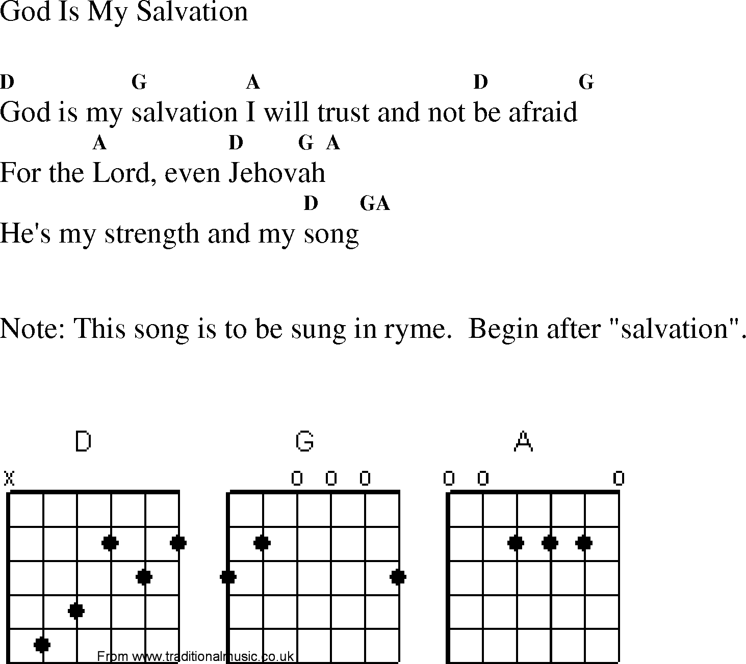 Gospel Song: god_is_my_salvation, lyrics and chords.