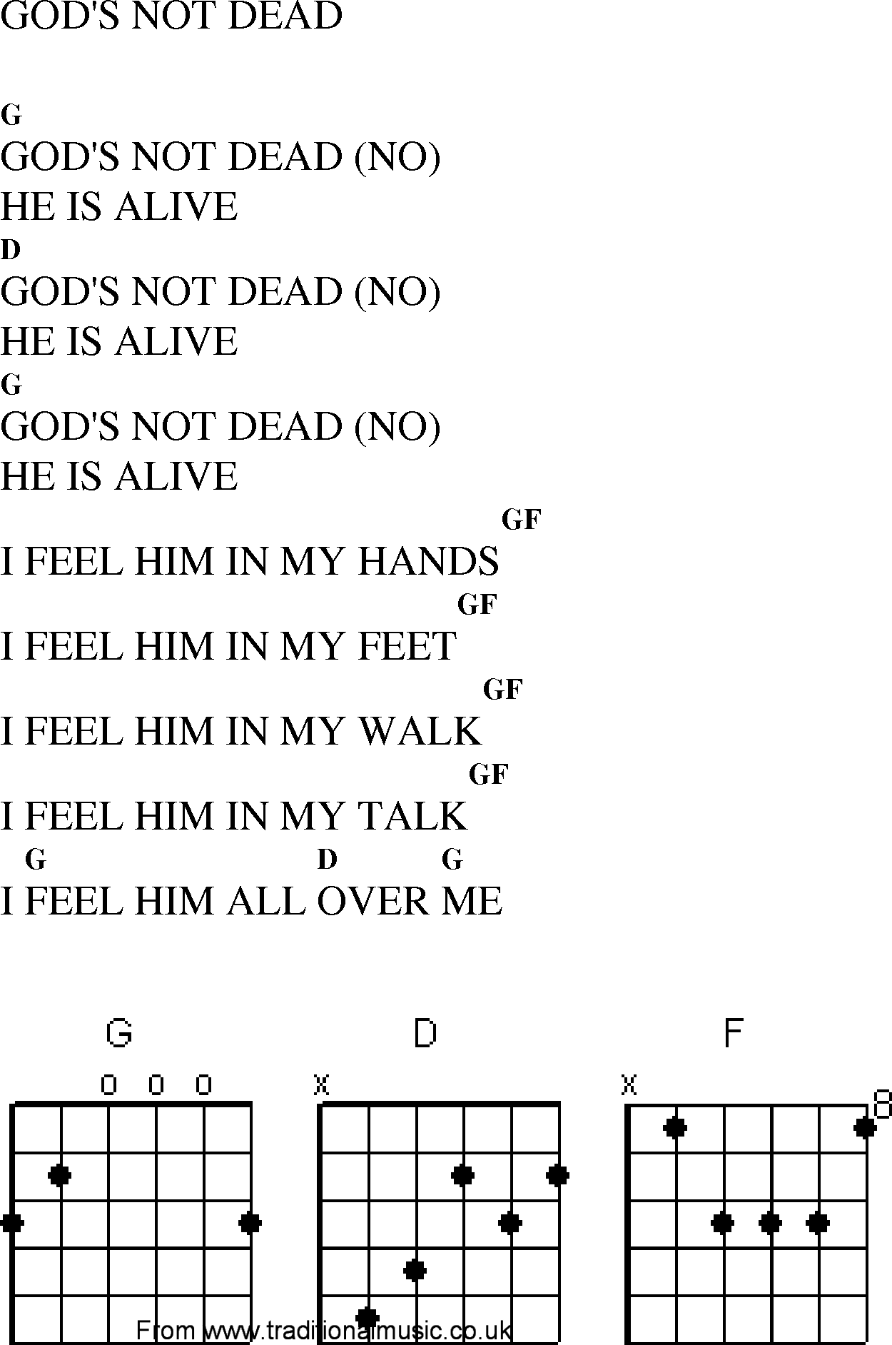 Gospel Song: gods_not_dead, lyrics and chords.