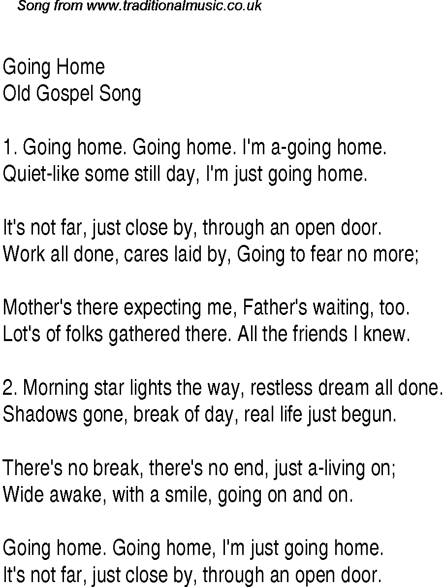 Gospel Song: going-home, lyrics and chords.