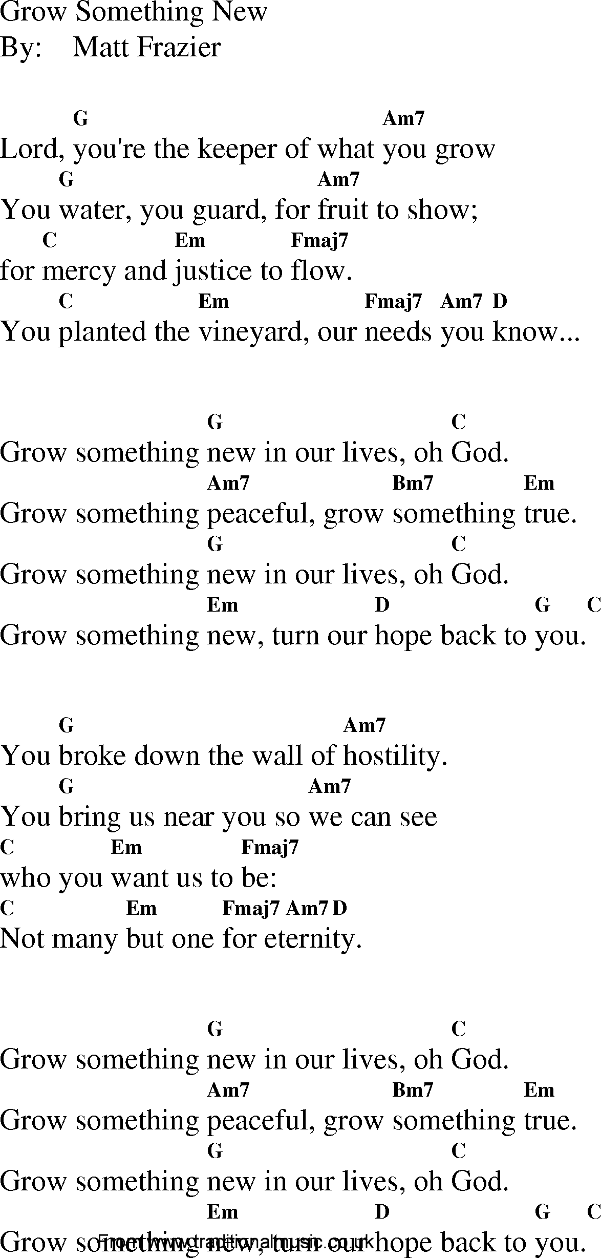 Gospel Song: grow_something_new, lyrics and chords.