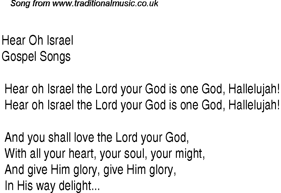 Gospel Song: hear-oh-israel, lyrics and chords.