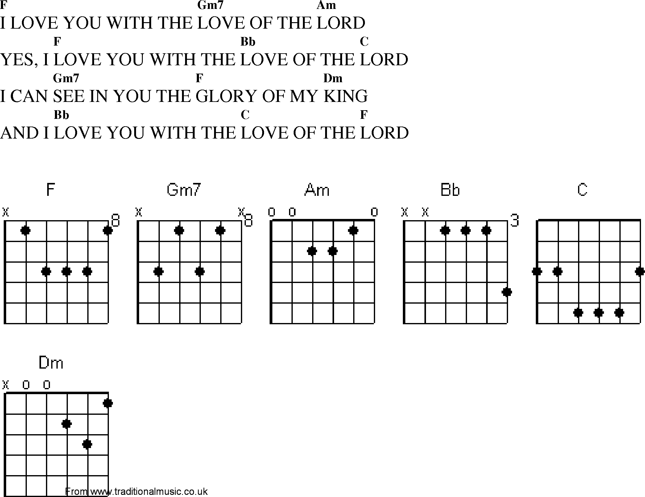 Gospel Song: i_love_you_with_the_love_of_the_lord, lyrics and chords.