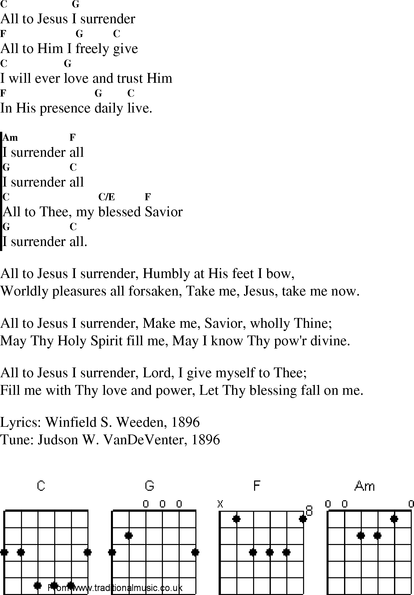 Gospel Song: i_surrender_all, lyrics and chords.