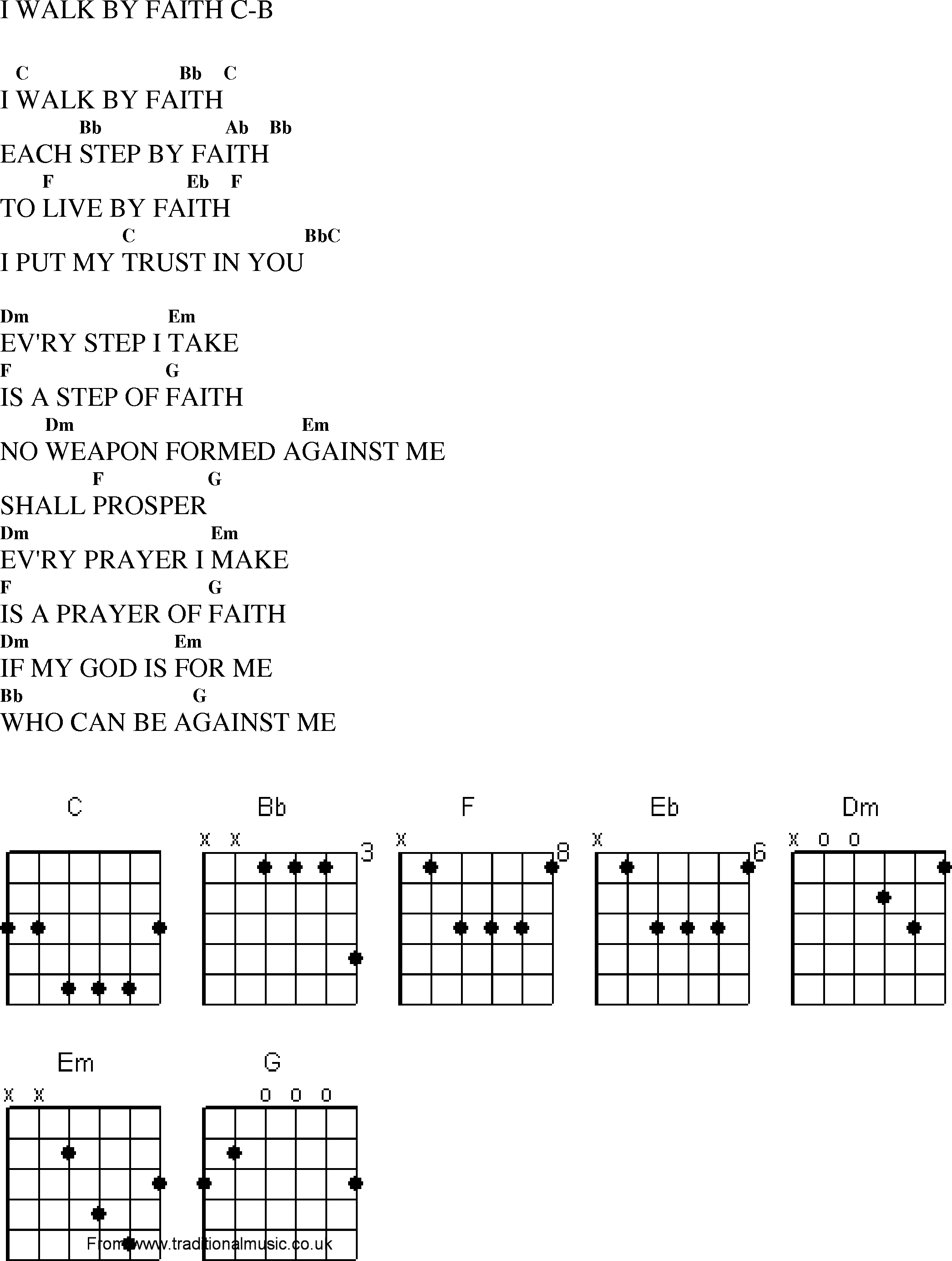 Gospel Song: i_walk_by_faith, lyrics and chords.