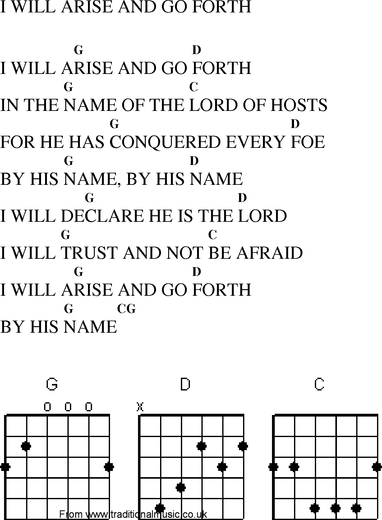 Gospel Song: i_will_arise_and_go_forth, lyrics and chords.