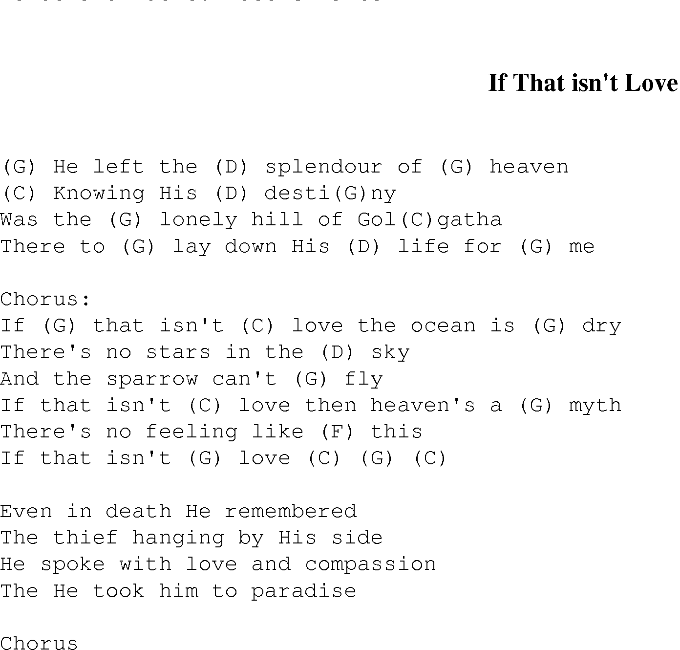 Gospel Song: if_that_isnt_love, lyrics and chords.