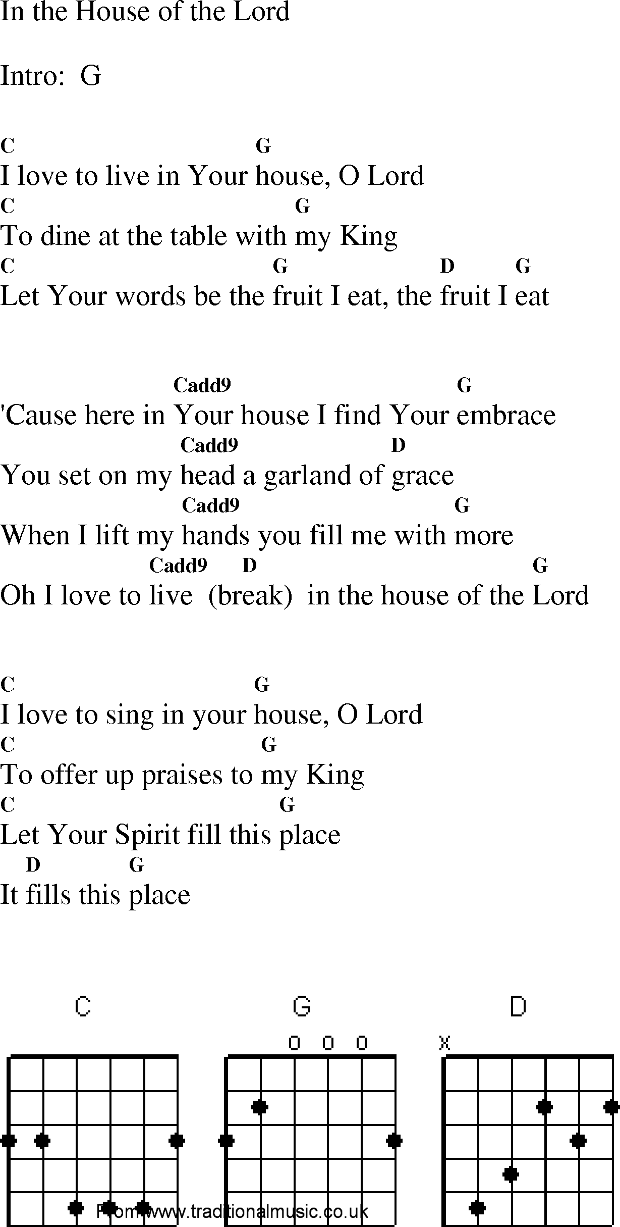 Gospel Song: in_the_house_of_the_lord, lyrics and chords.