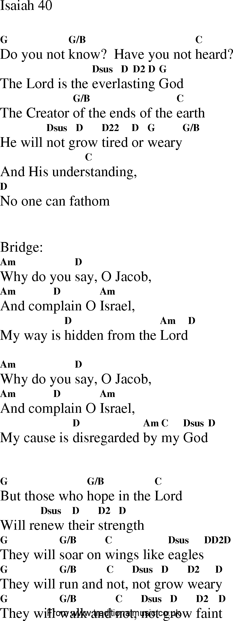 Gospel Song: isaiah_40, lyrics and chords.