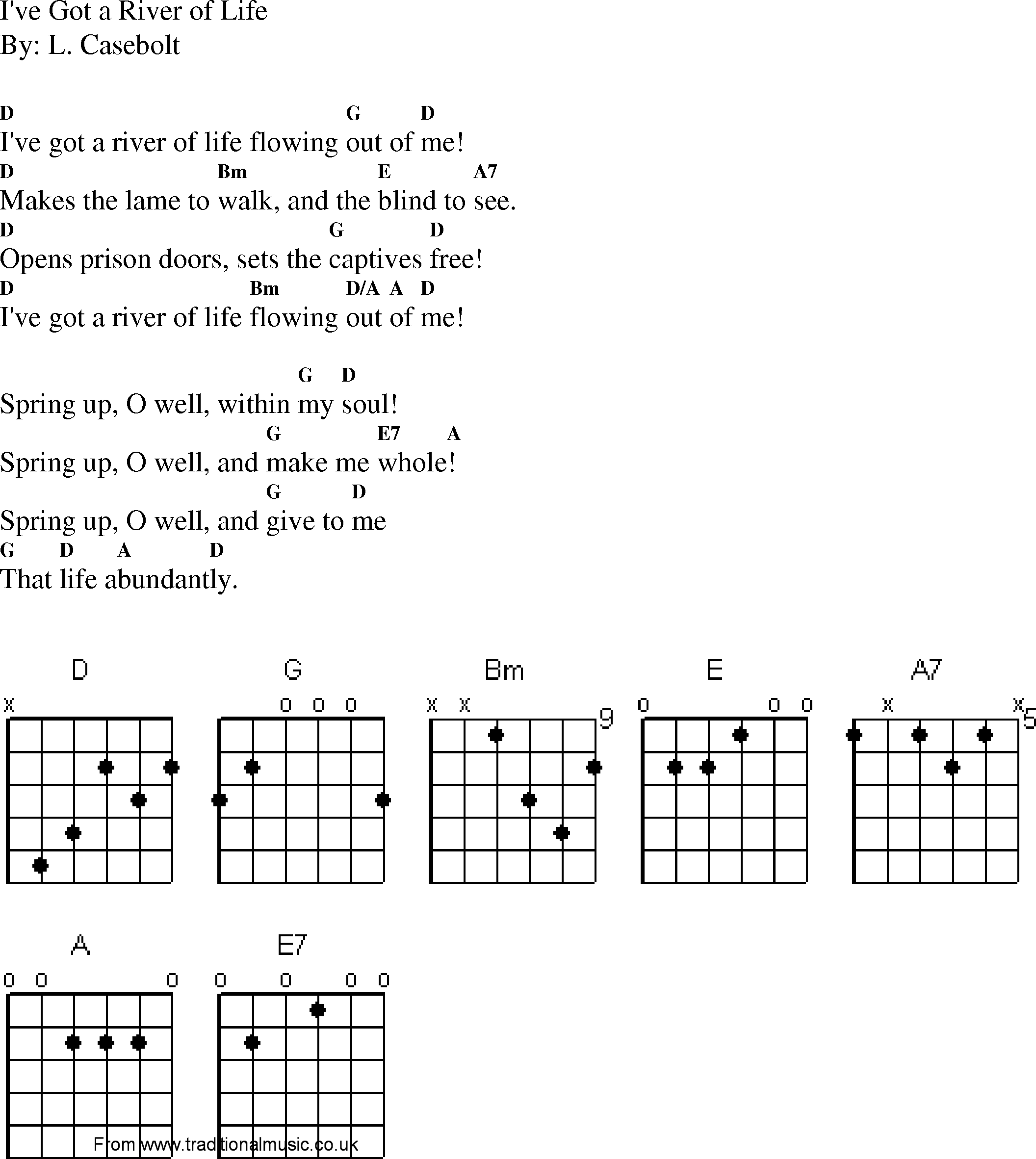 Gospel Song: ive_got_a_river_of_life, lyrics and chords.