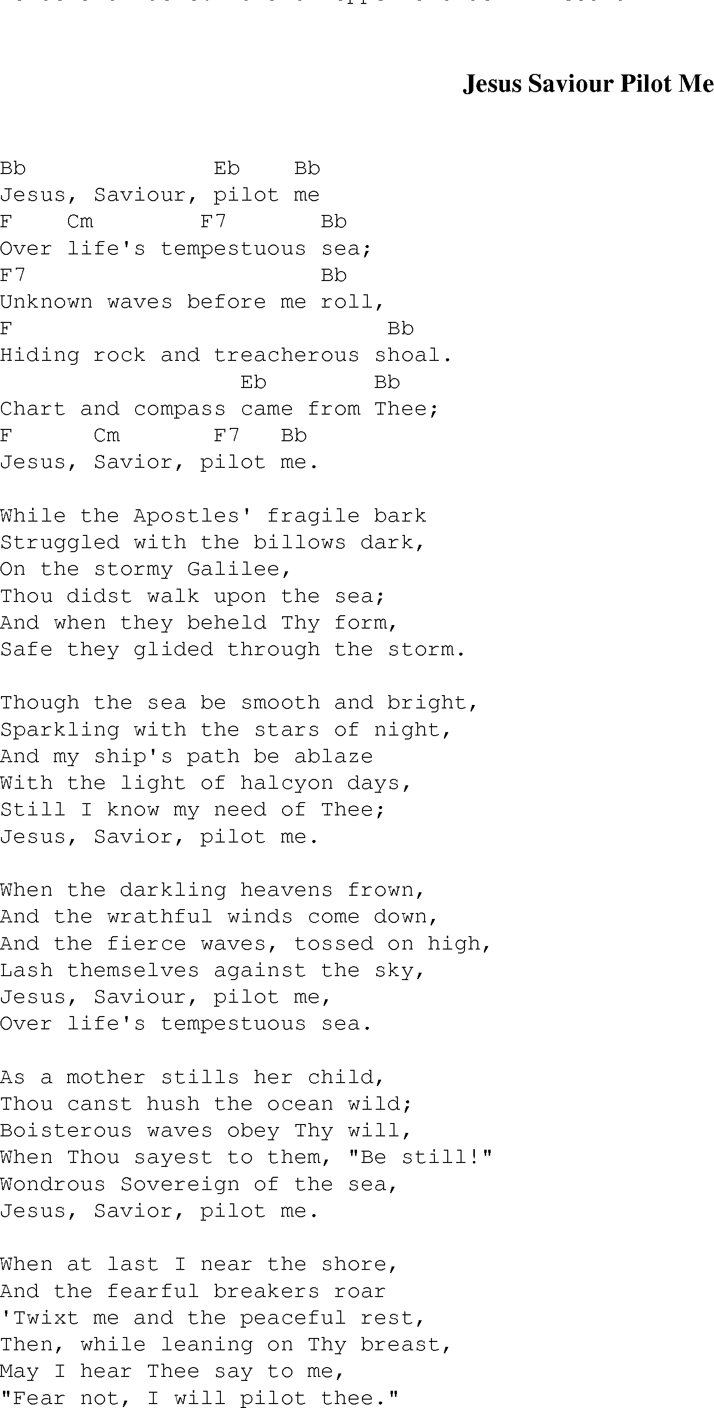 Gospel Song: jesus_saviour_pilot_me, lyrics and chords.