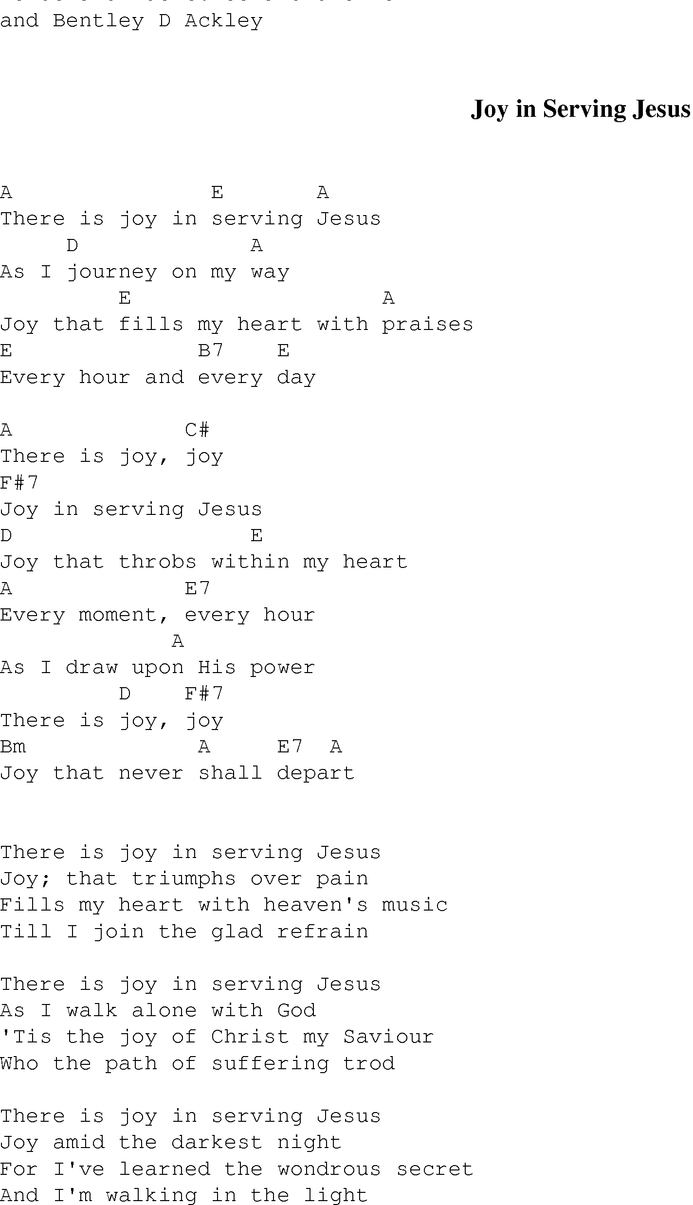Gospel Song: joy_in_serving_jesus, lyrics and chords.