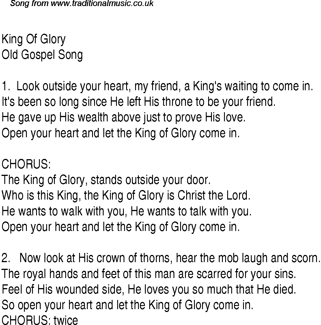 Gospel Song: king-of-glory, lyrics and chords.