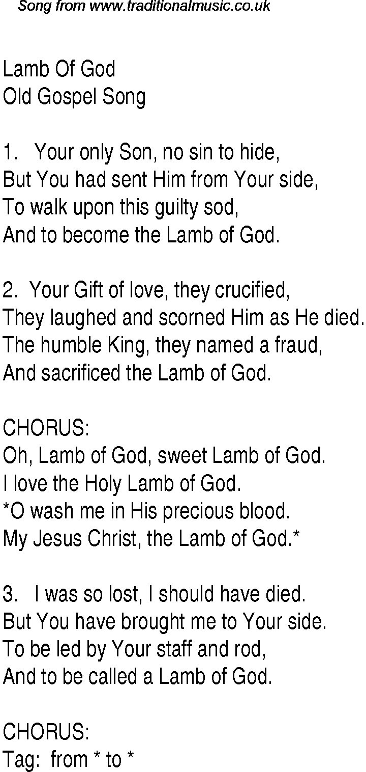 Gospel Song: lamb-of-god, lyrics and chords.
