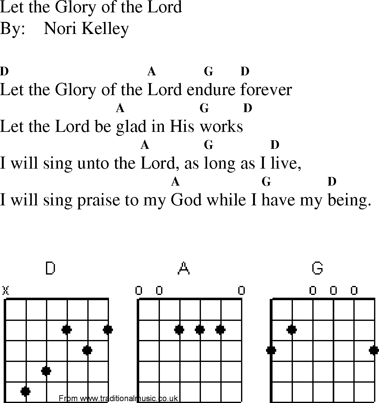Gospel Song: let_the_glory_of_the_lord, lyrics and chords.