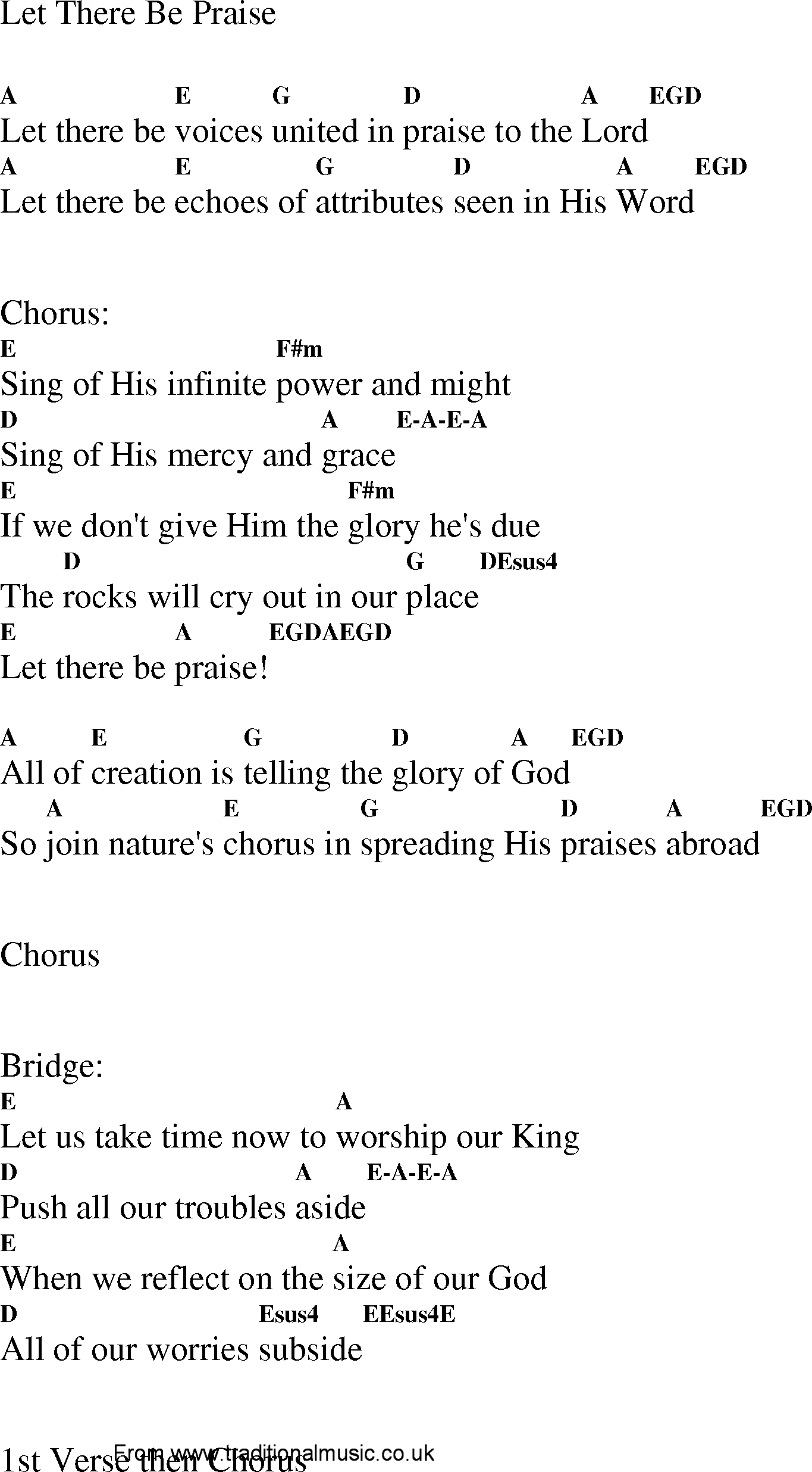 Gospel Song: let_there_be_praise, lyrics and chords.