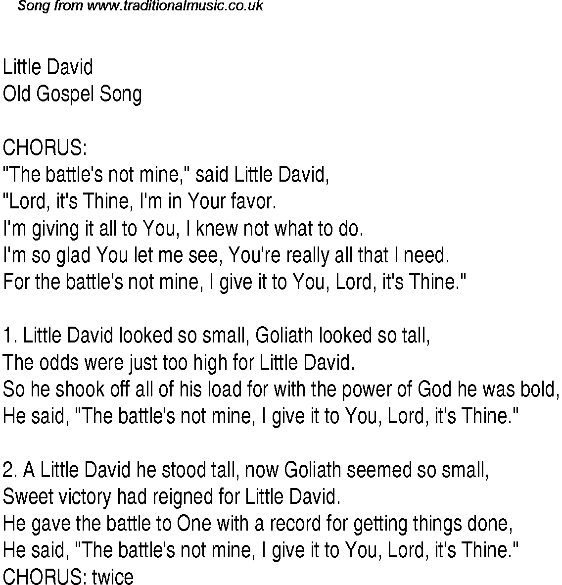 Gospel Song: little-david, lyrics and chords.