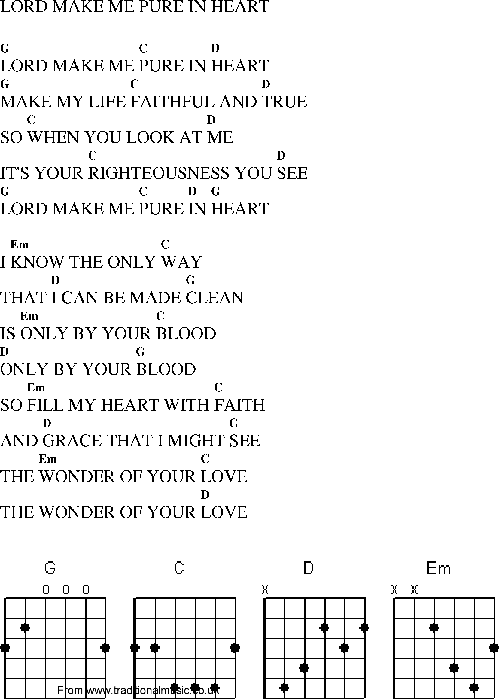 Gospel Song: lord_make_me_pure_in_heart, lyrics and chords.